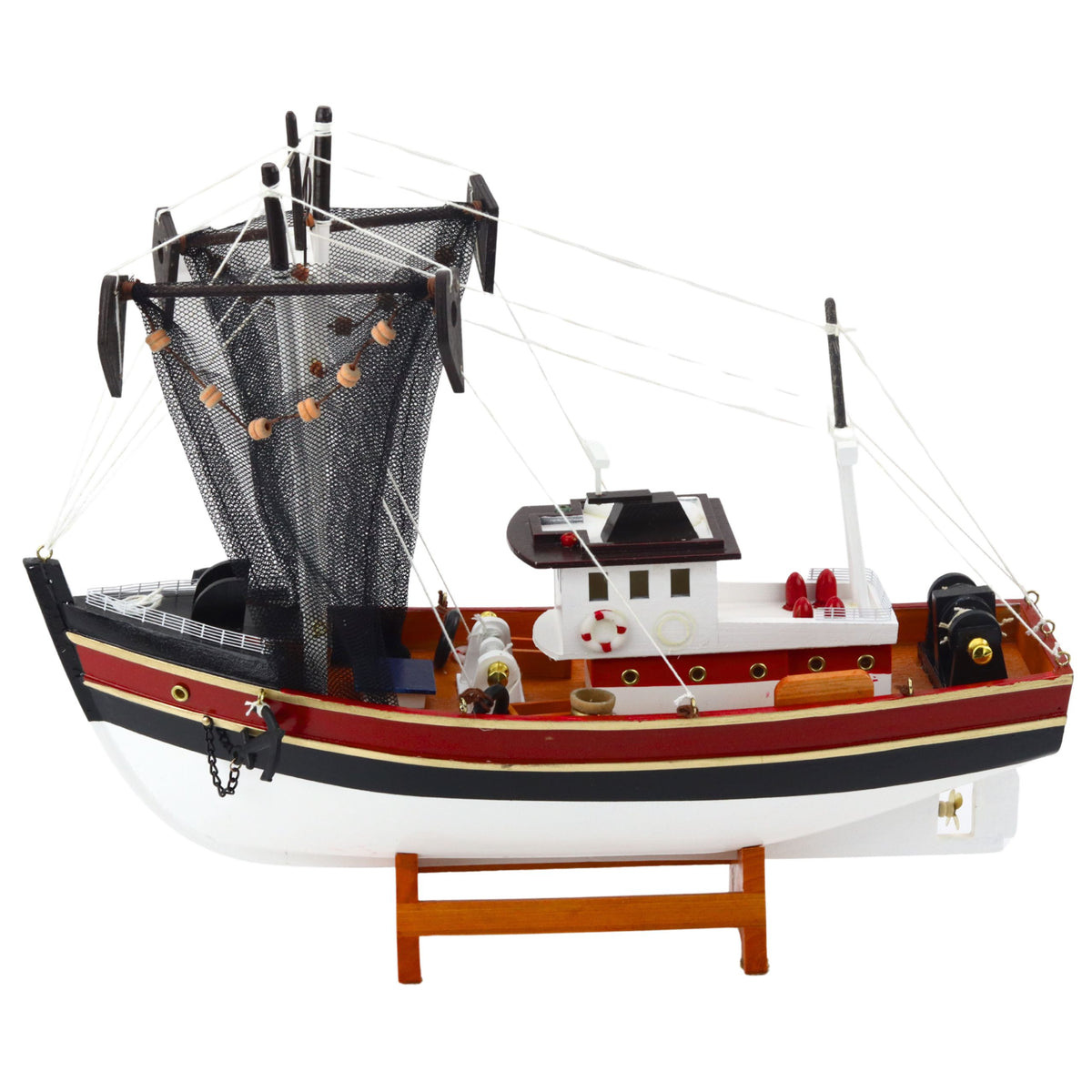 Collectible Decorative Ship Fishing Boat Fishing Net Model 38x31cm