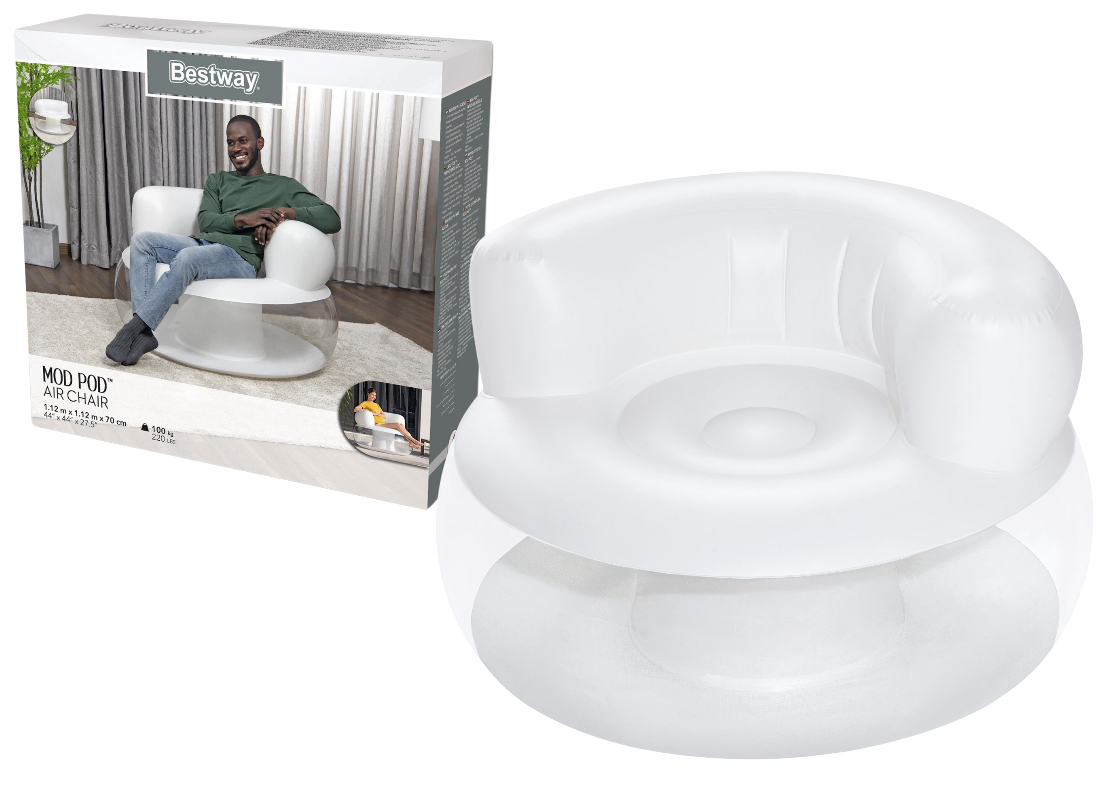 Inflatable Chair White 112 X 112 X 70 Cm Bestway 75138