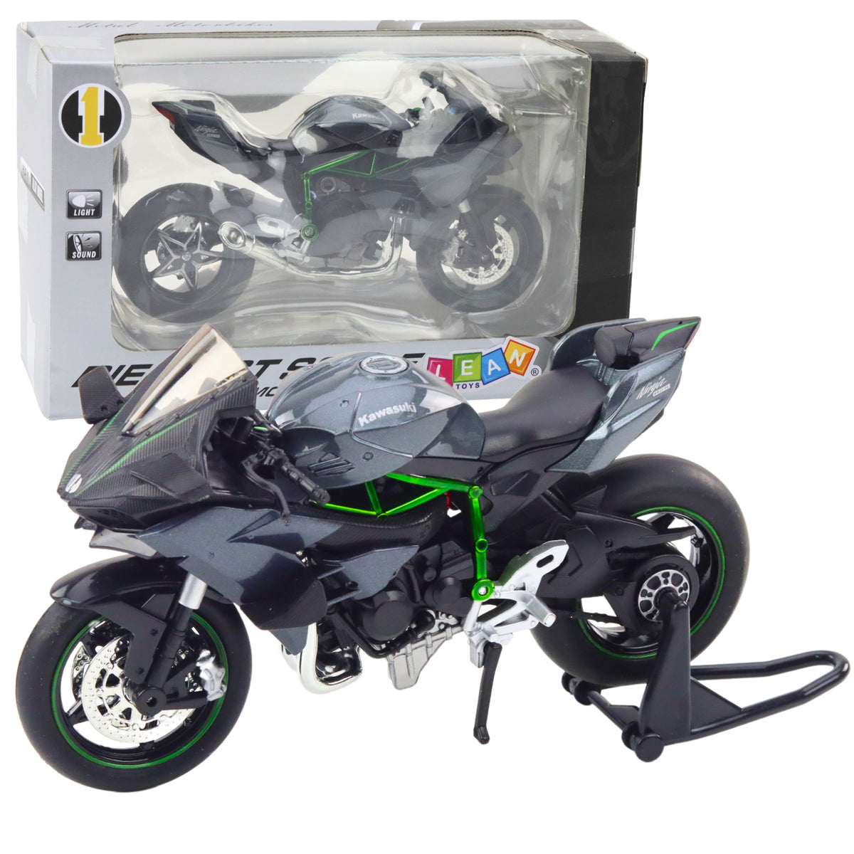 Sports Motorcycle Metal Lights Sounds Gray 1:12
