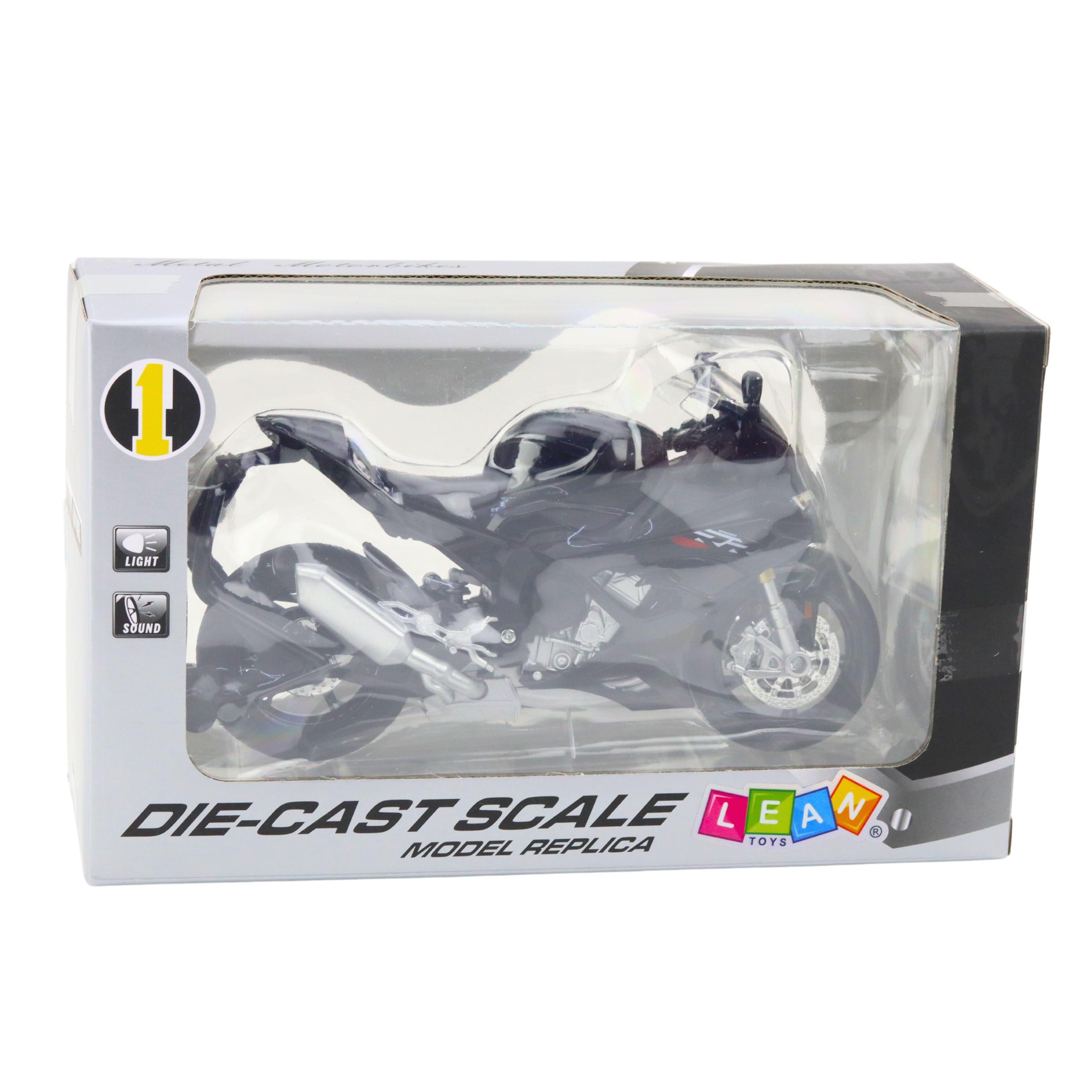 Sports Motorcycle Metal Lights Sounds Black S1000 1:12