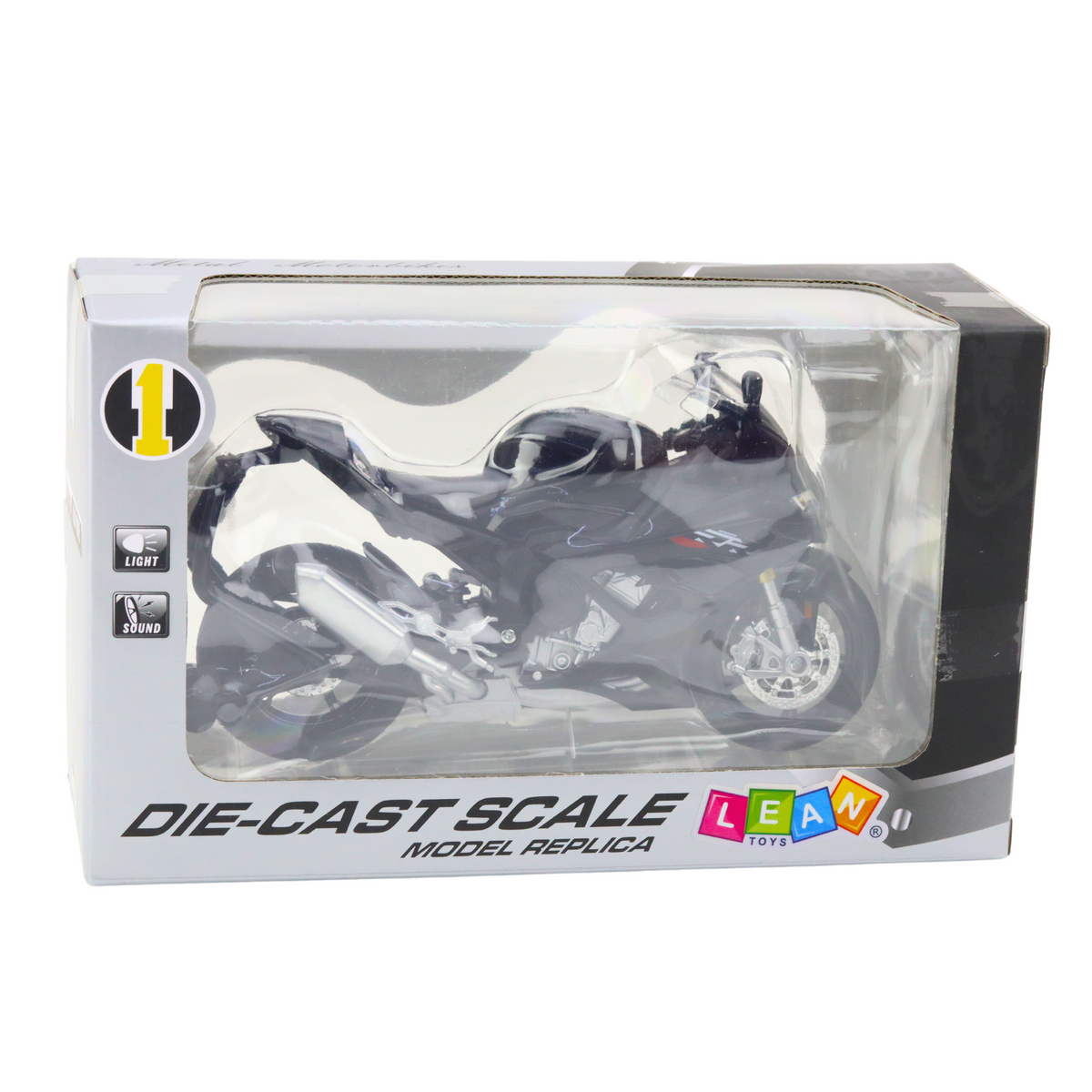 Sports Motorcycle Metal Lights Sounds Black S1000 1:12