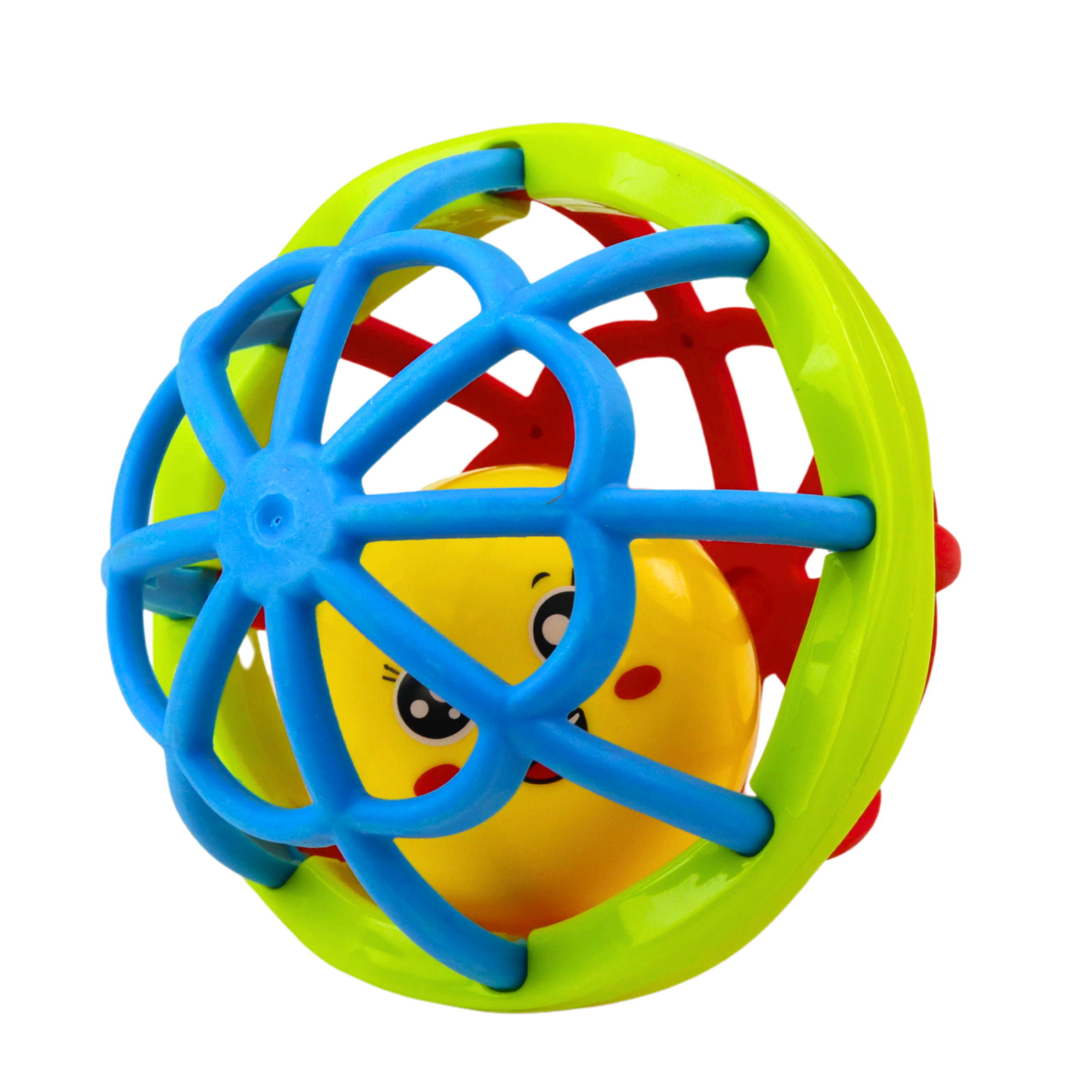 Ball With Rattle Sensory Rubber Elastic Colorful