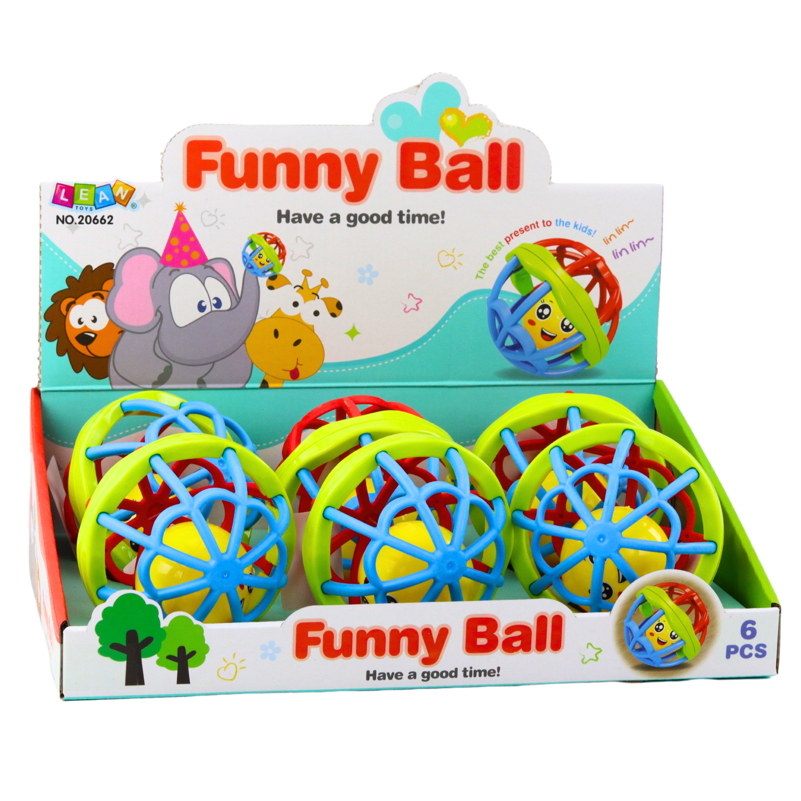 Ball With Rattle Sensory Rubber Elastic Colorful