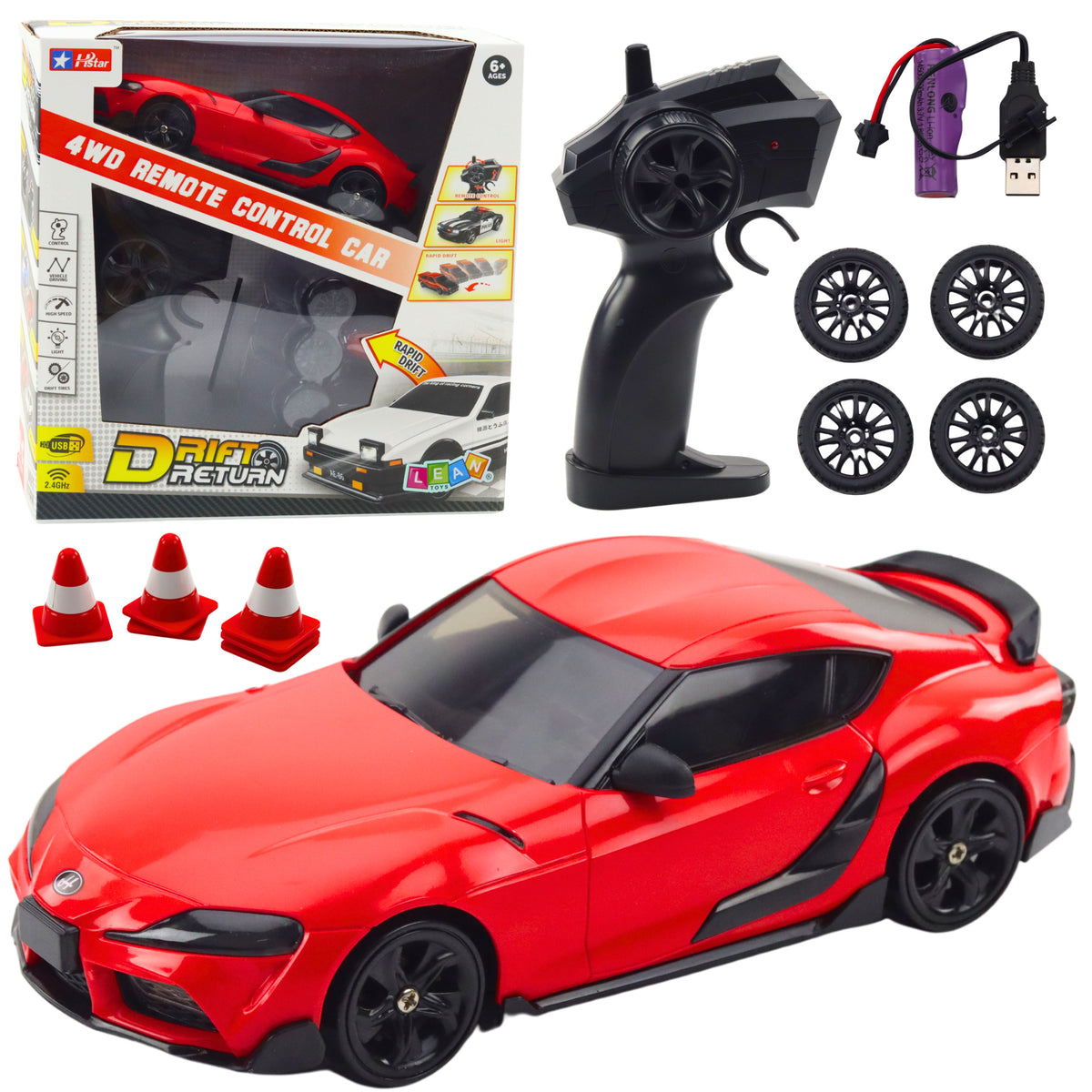 Drift Sports Car Roues Interchangeables Télécommandées Rc 4wd Rouge