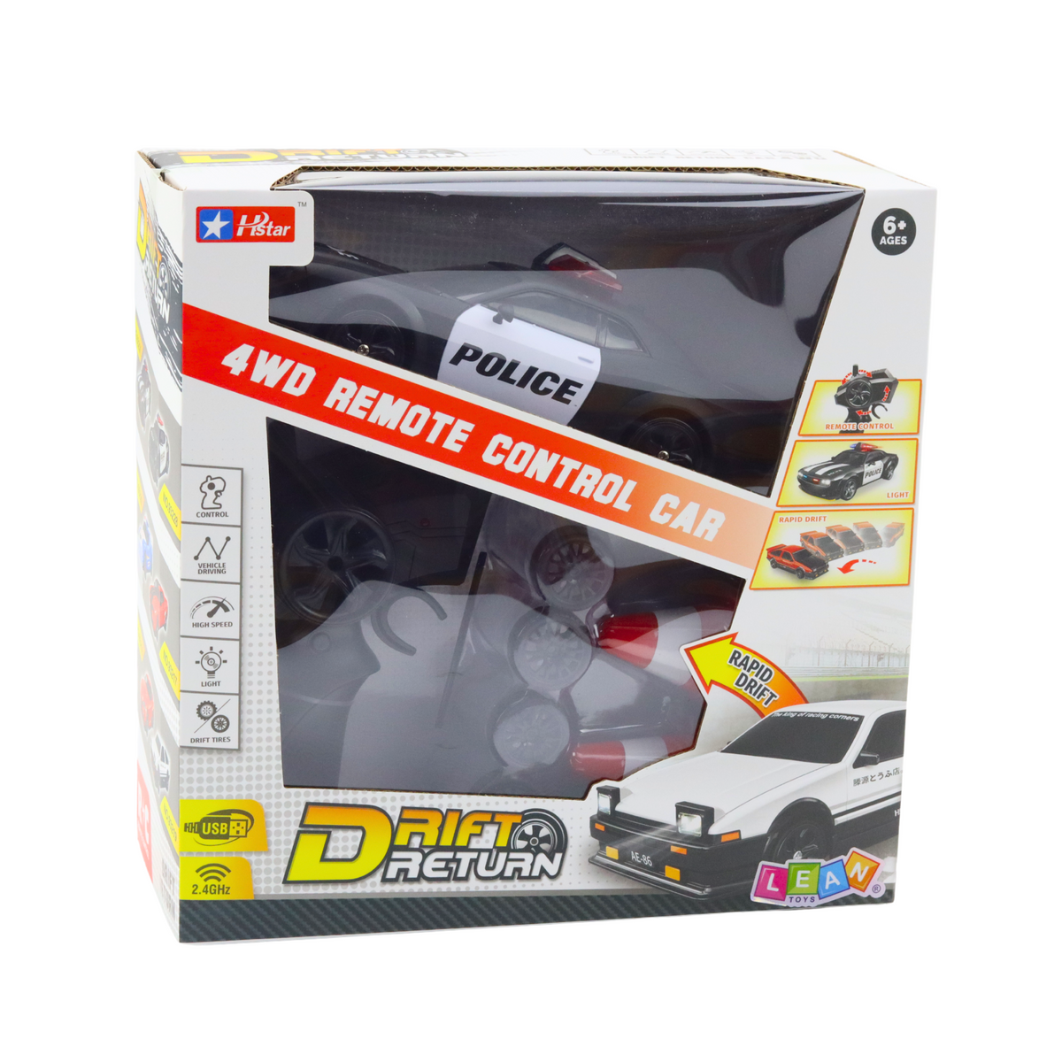 Drift Sports Car Interchangeable Wheels Remote Controlled Rc 4wd Police