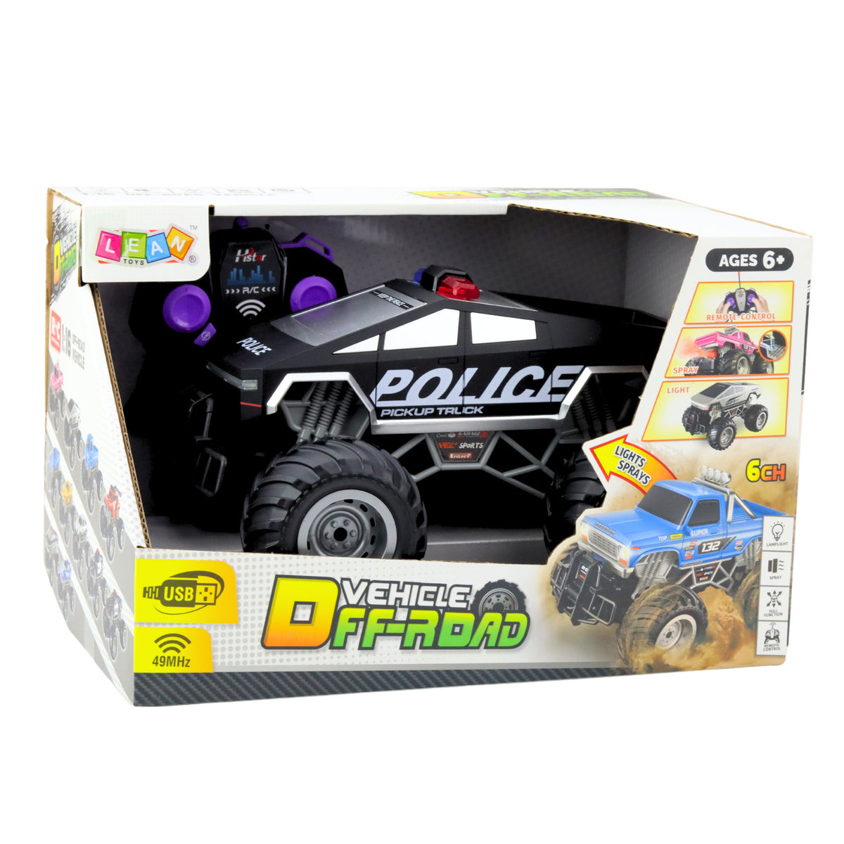 Off-road Rc Police Car Remote Controlled Black 1:16
