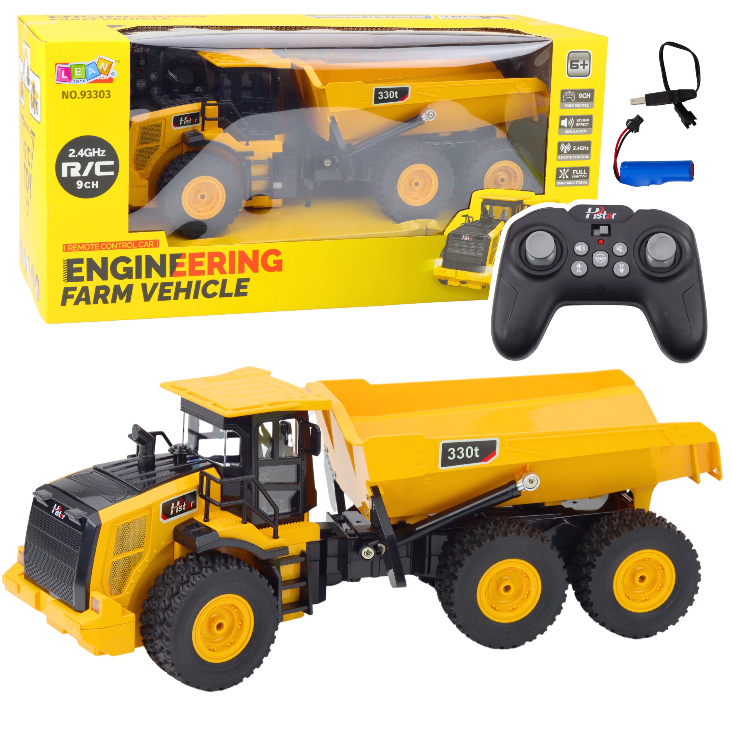 Remote Controlled Rc Dump Truck Transporter Sounds 9ch 2.4g Yellow