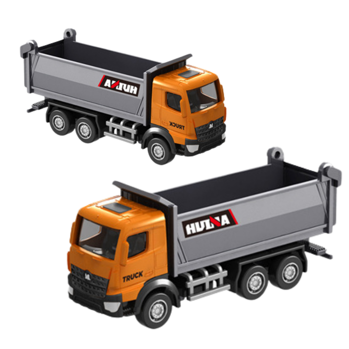 Caminhão basculante de metal modelo colecionável Huina Orange 1:80