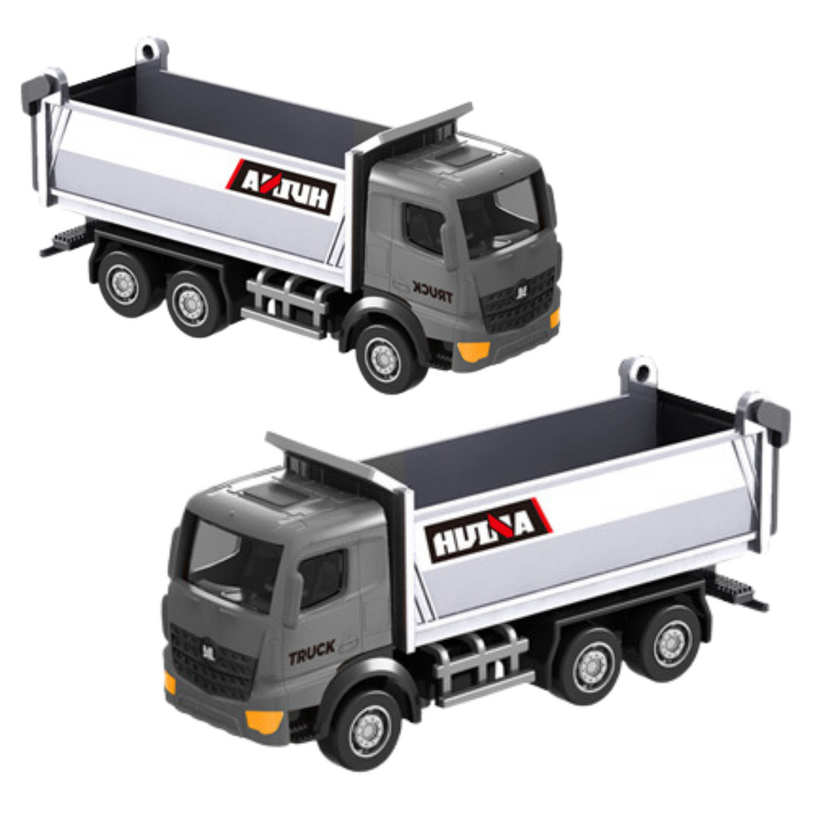 Caminhão basculante de metal modelo colecionável Huina Silver 1:80