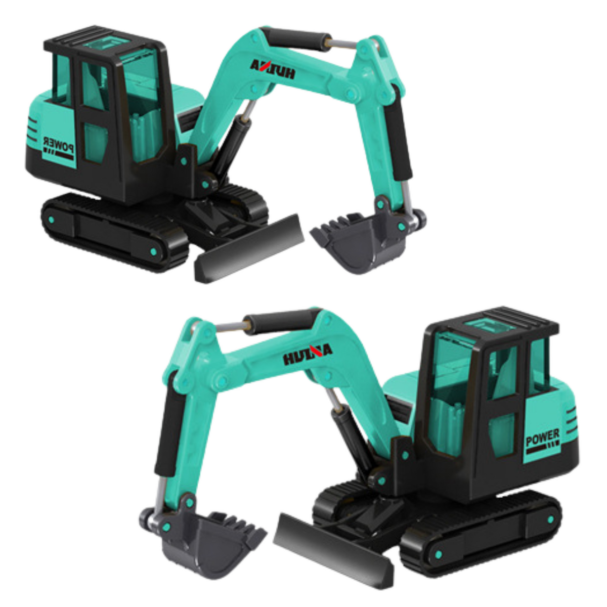 Escavadeira modelo colecionável de metal Huina Green 1:80