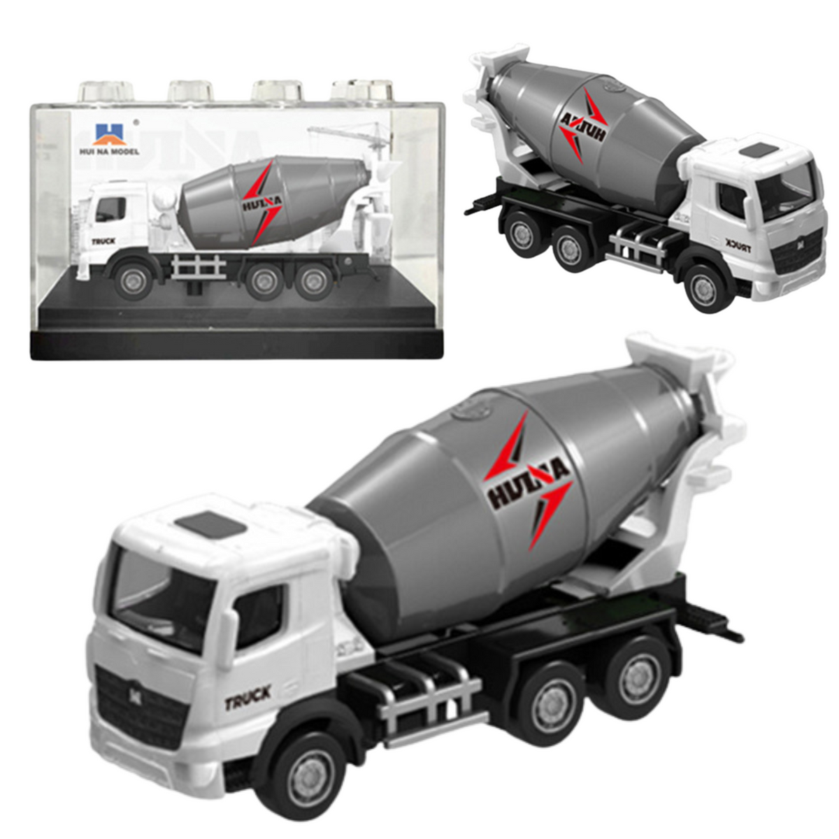 Betoneira Metal Colecionável Modelo Huina Branco 1:80