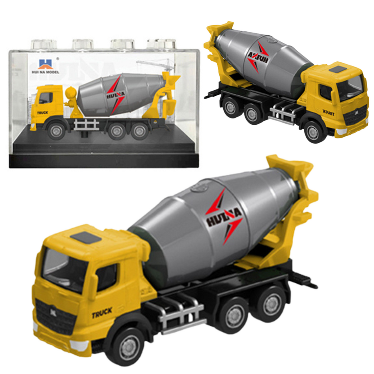 Betoneira Metal Colecionável Modelo Huina Amarelo 1:80