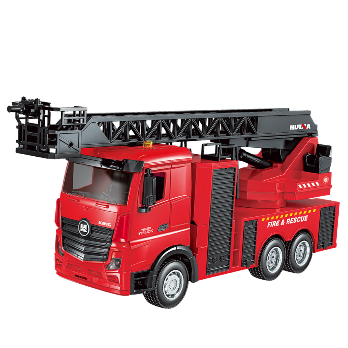 Fire Truck Extendable Ladder Water Spray Huina 1:18