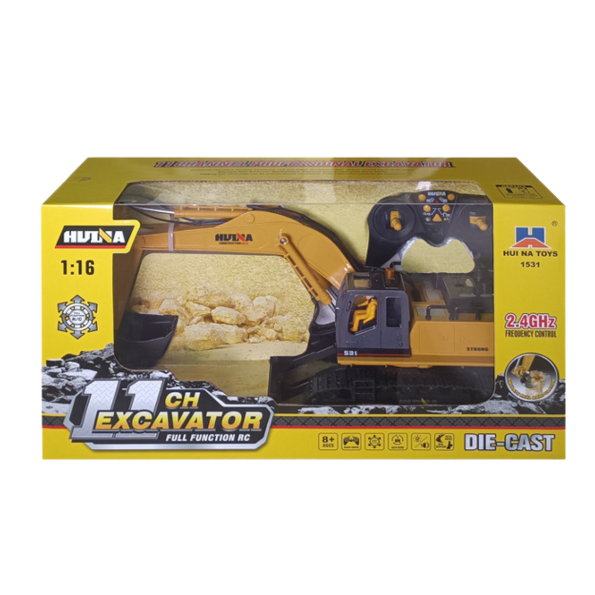 Huina 1:16 Rc Crawler Excavator Rotating Cabin Remote Controlled