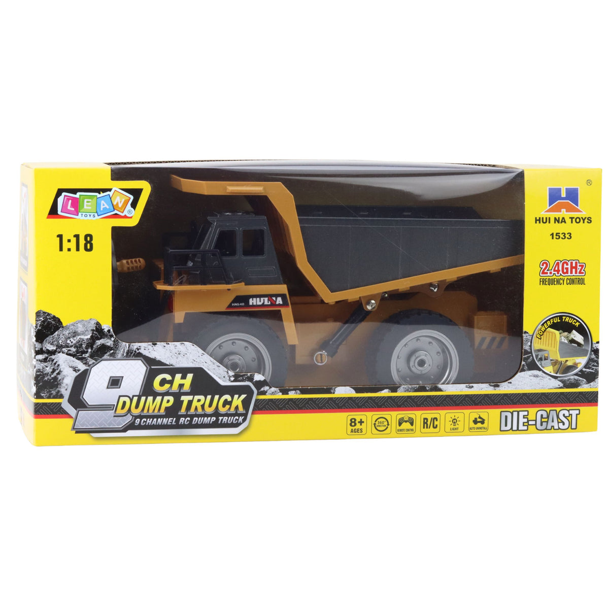Huina Rc Dumper Truck Yellow 9-ch 1:18