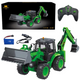 Remote Control Backhoe Loader Rc Lights Sound Green Huina 1:14