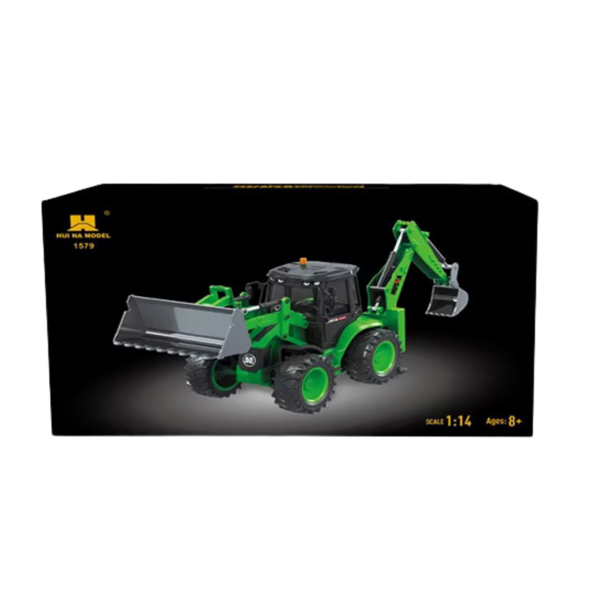 Remote Control Backhoe Loader Rc Lights Sound Green Huina 1:14