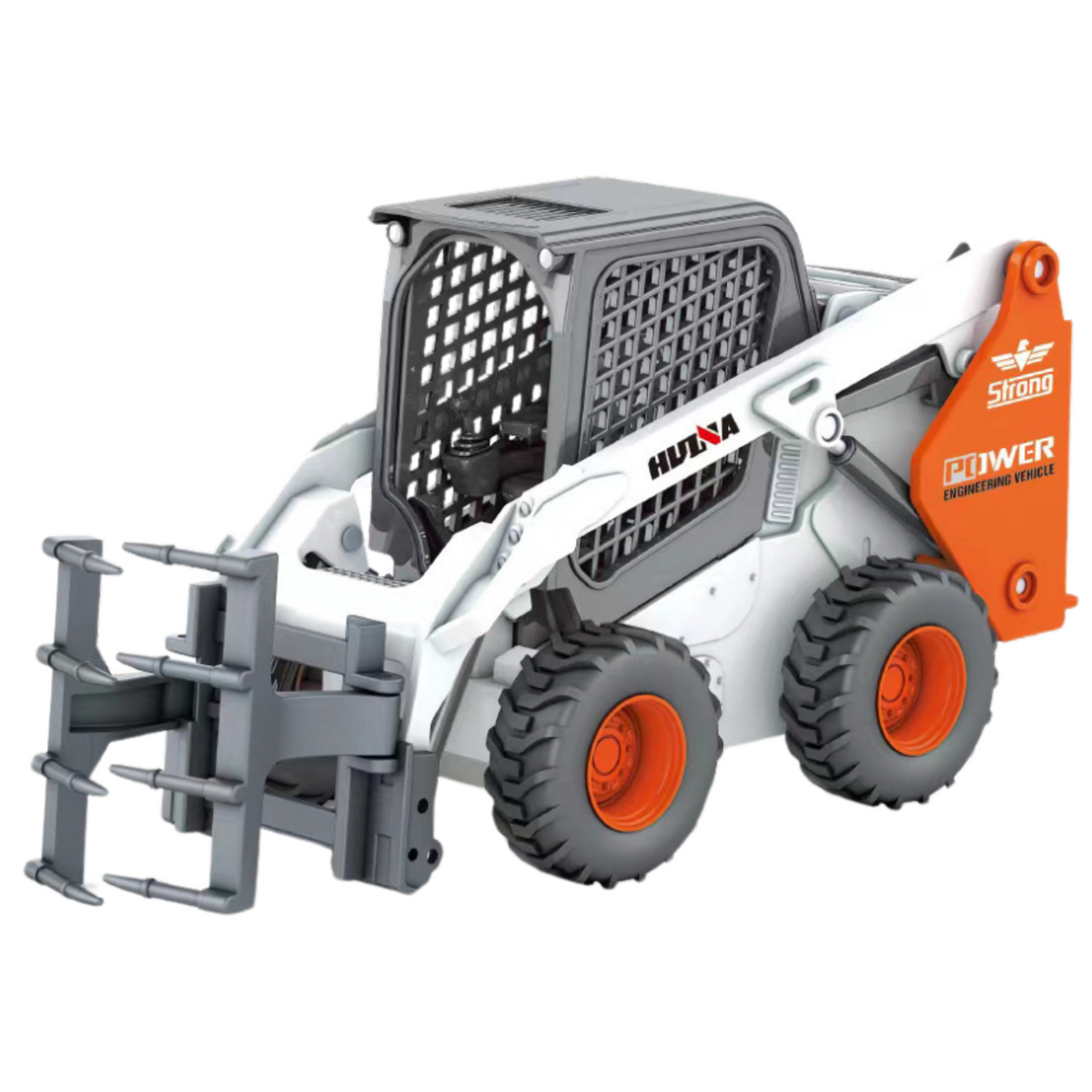 Carregadeira de Rodas com Garra Metal Huina Branca 1:50