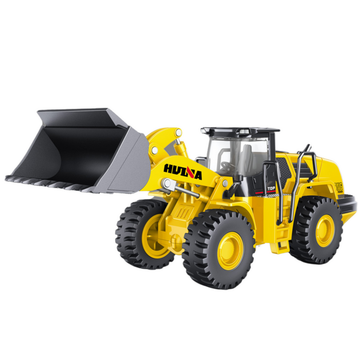 Retroescavadeira Construção Metálica Huina Amarelo 1:50