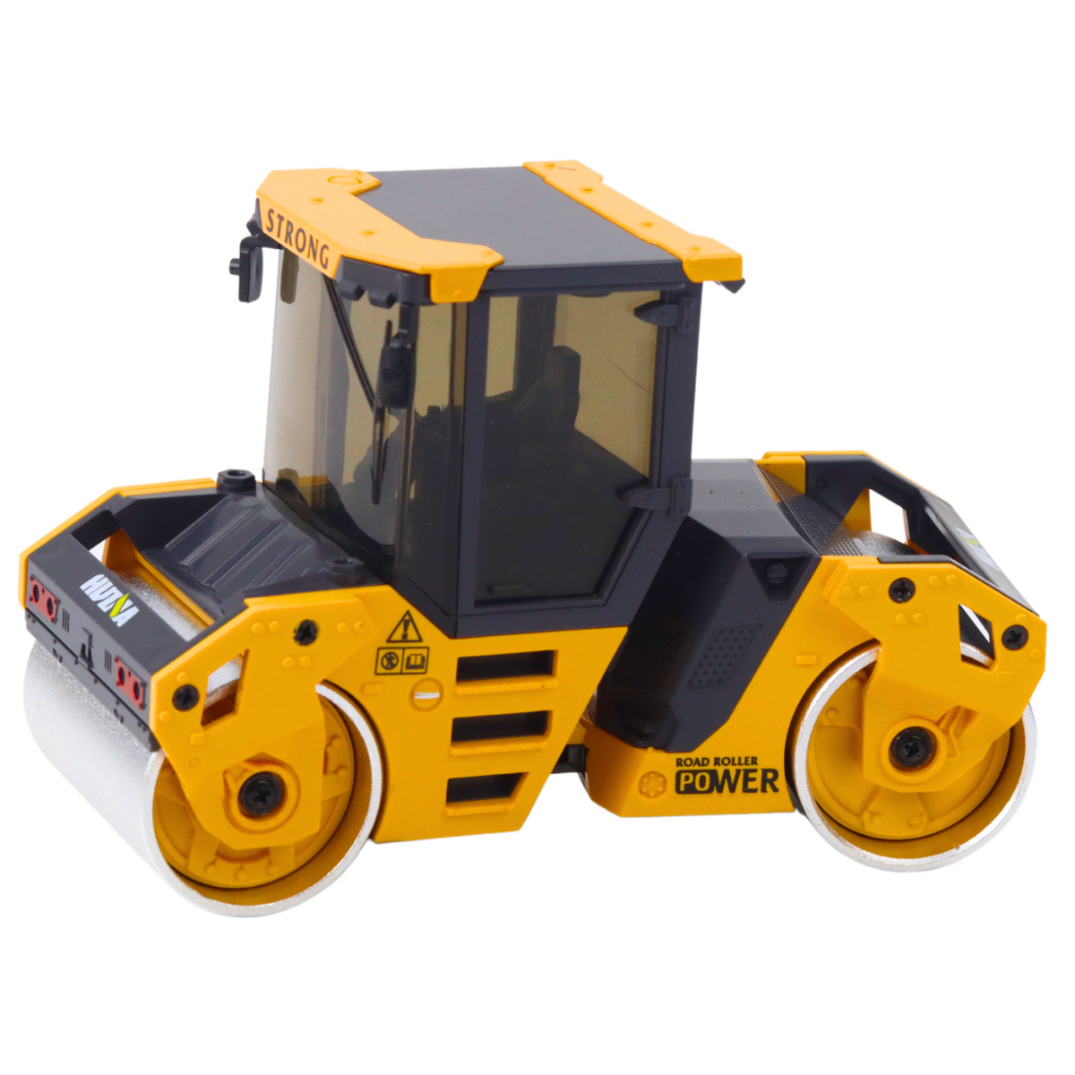 Veículo de construção de metal com rolo compactador Huina Amarelo 1:50