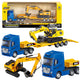 Truck With Trailer Tow Truck Metal Excavator Huina Yellow 1:50