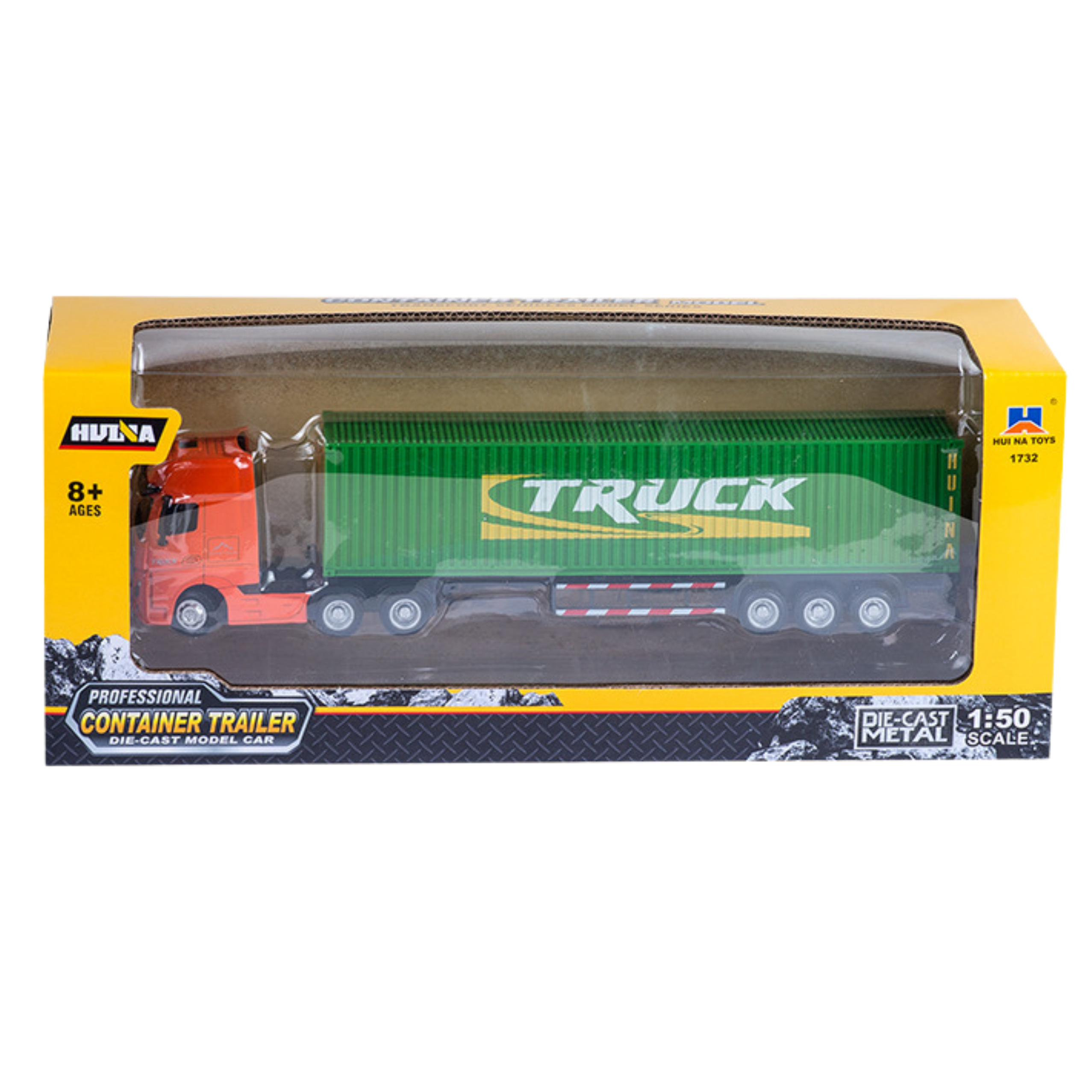 Truck Semi-trailer Container Metal Huina Green 1:50
