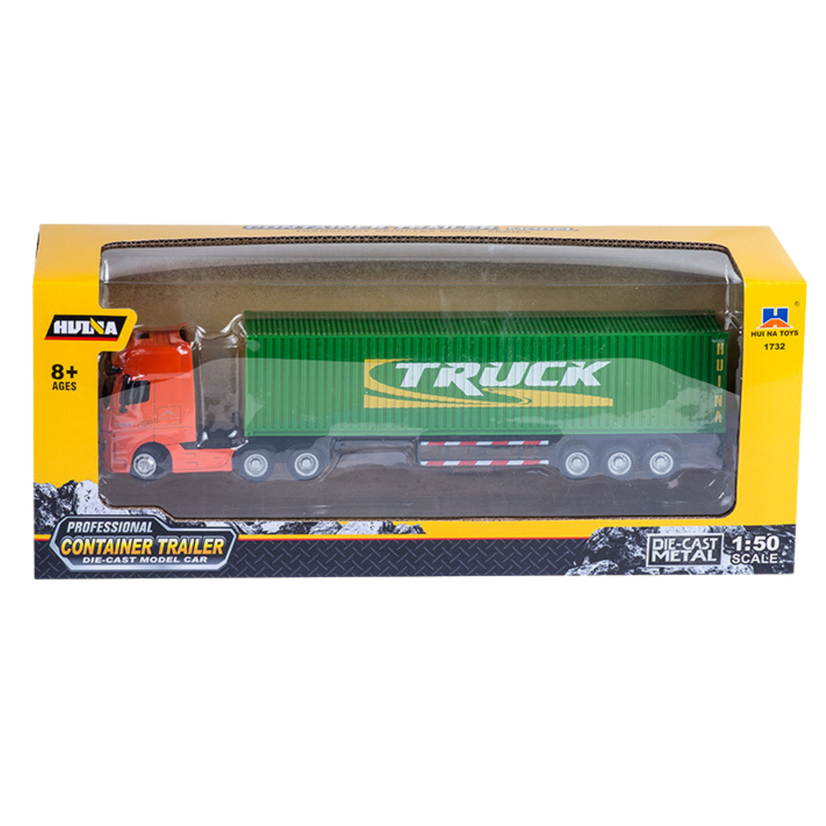 Truck Semi-trailer Container Metal Huina Green 1:50