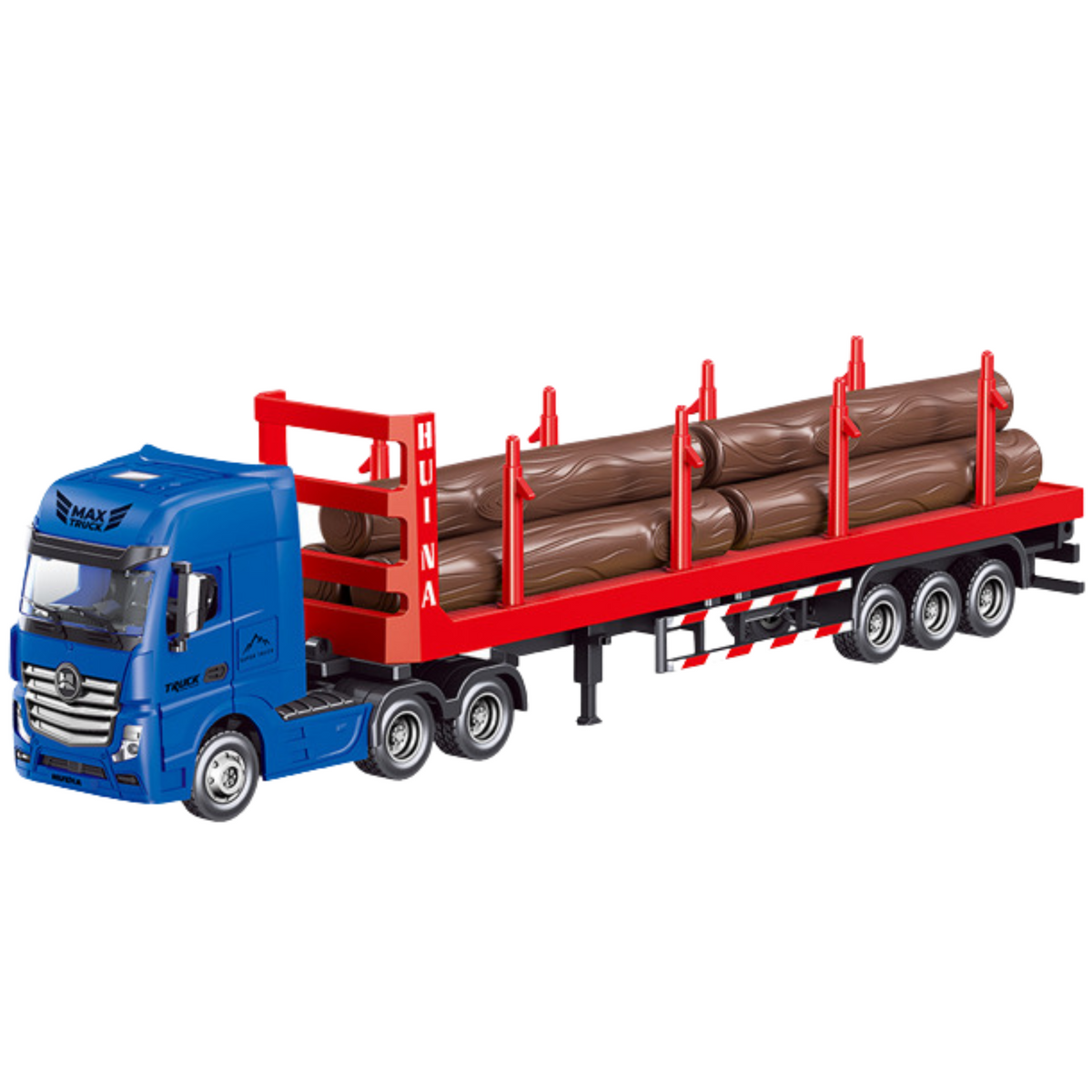 Caminhão Transporte de Madeira Metal Huina 1:50 Vermelho