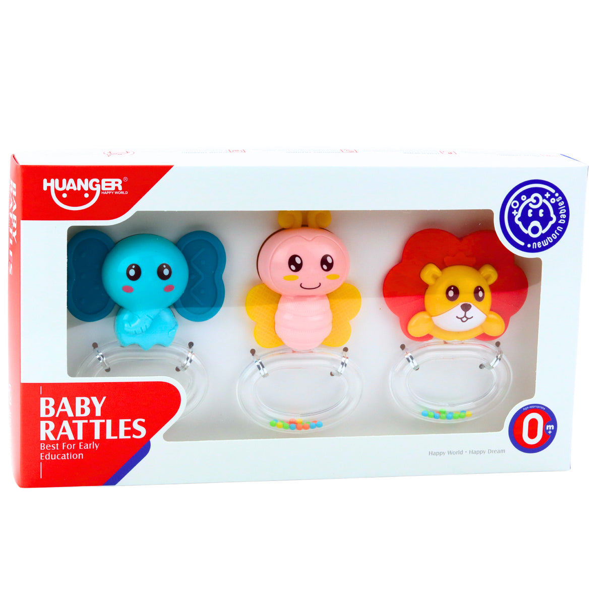Set Of 3 Baby Rattle Teethers Animals