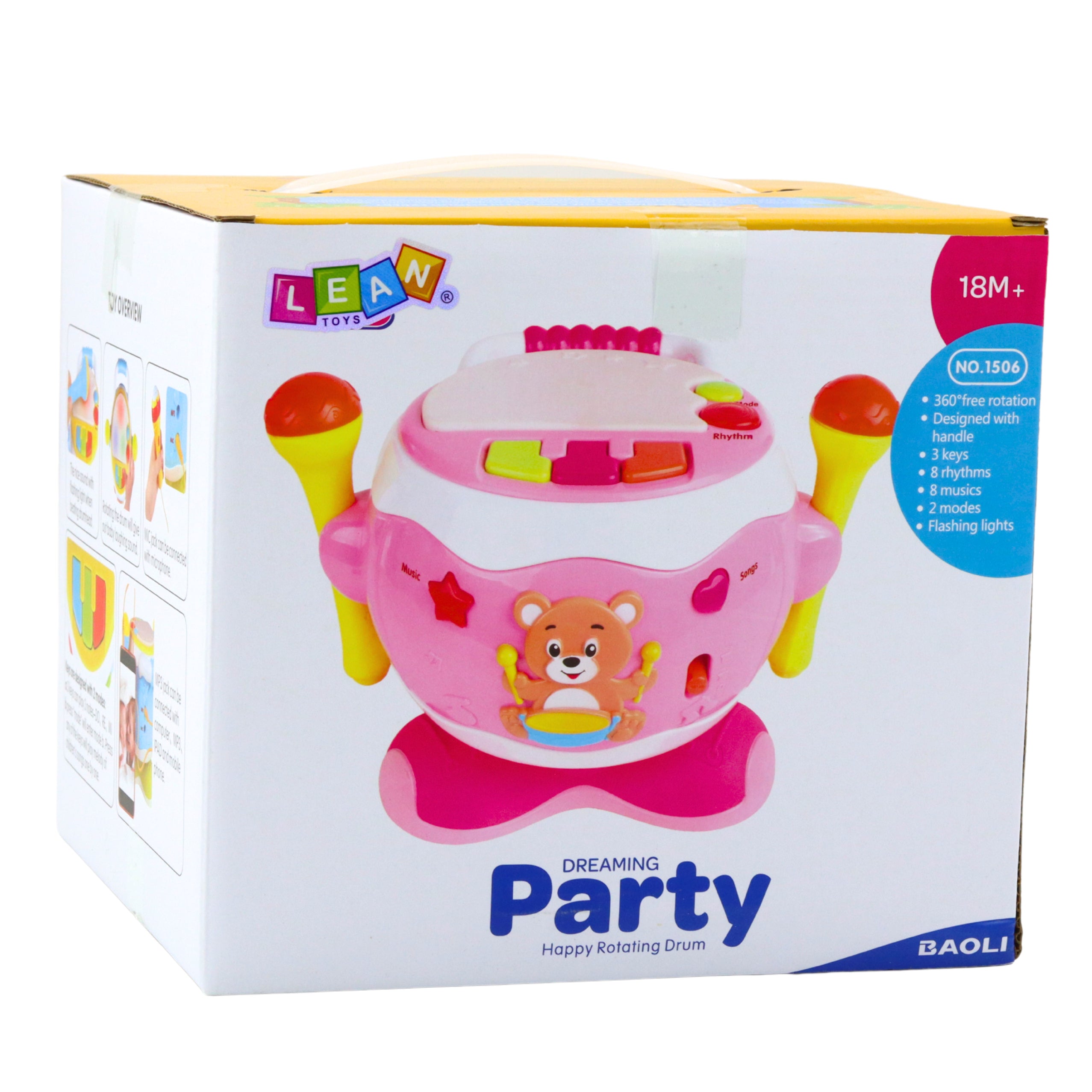 Baby Drum Musical Interactive Lights Sounds Pink