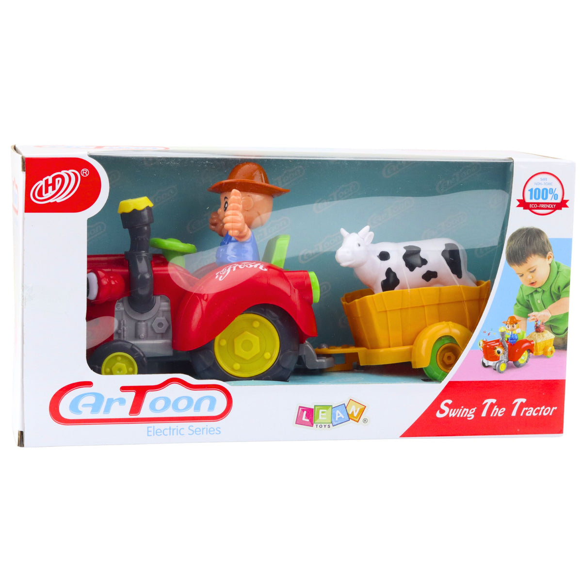 Interactive Farmer's Tractor With Trailer Cow Figure Lights And Sounds