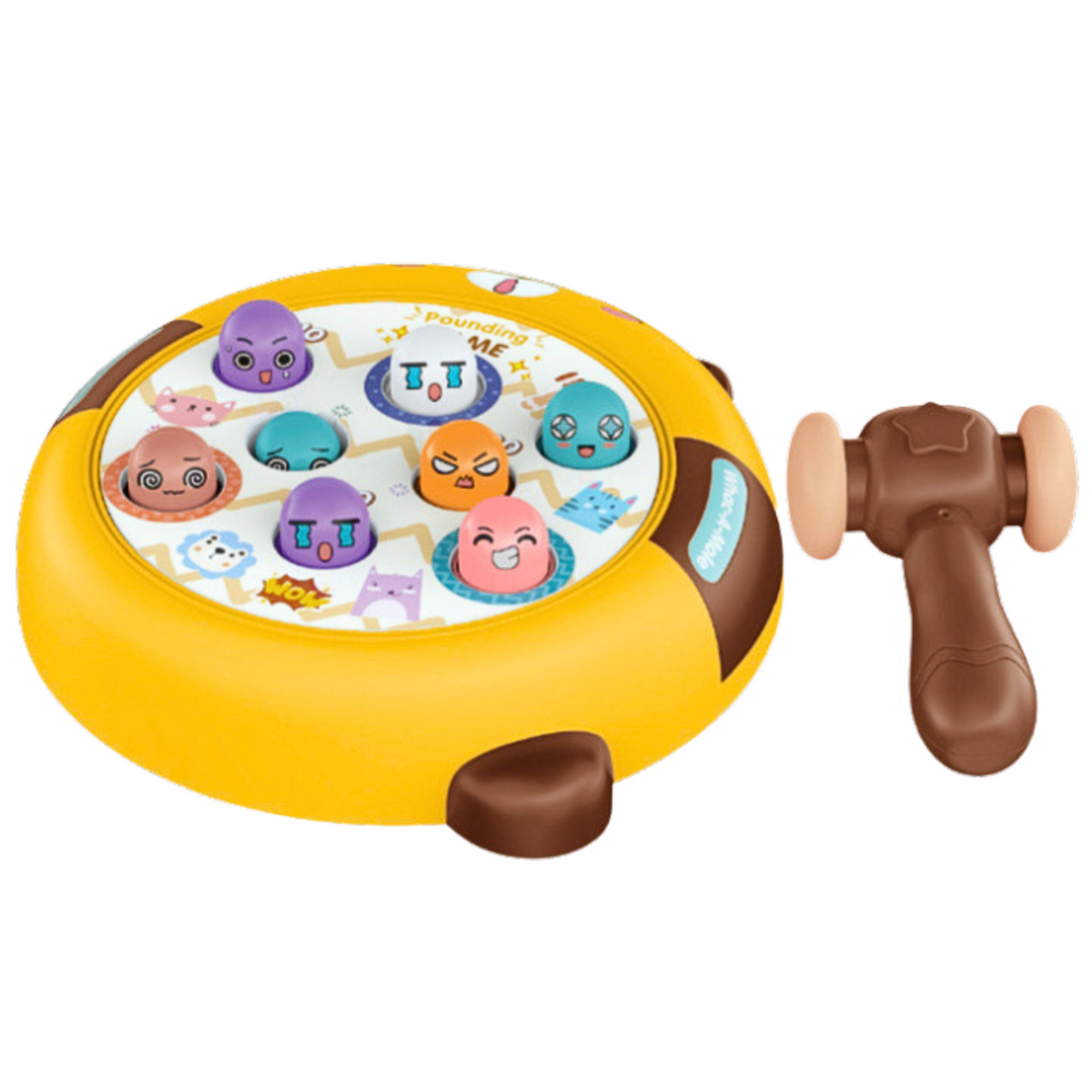 Whack-a-mole Skill Game Two Hammers Kitten Yellow Brown