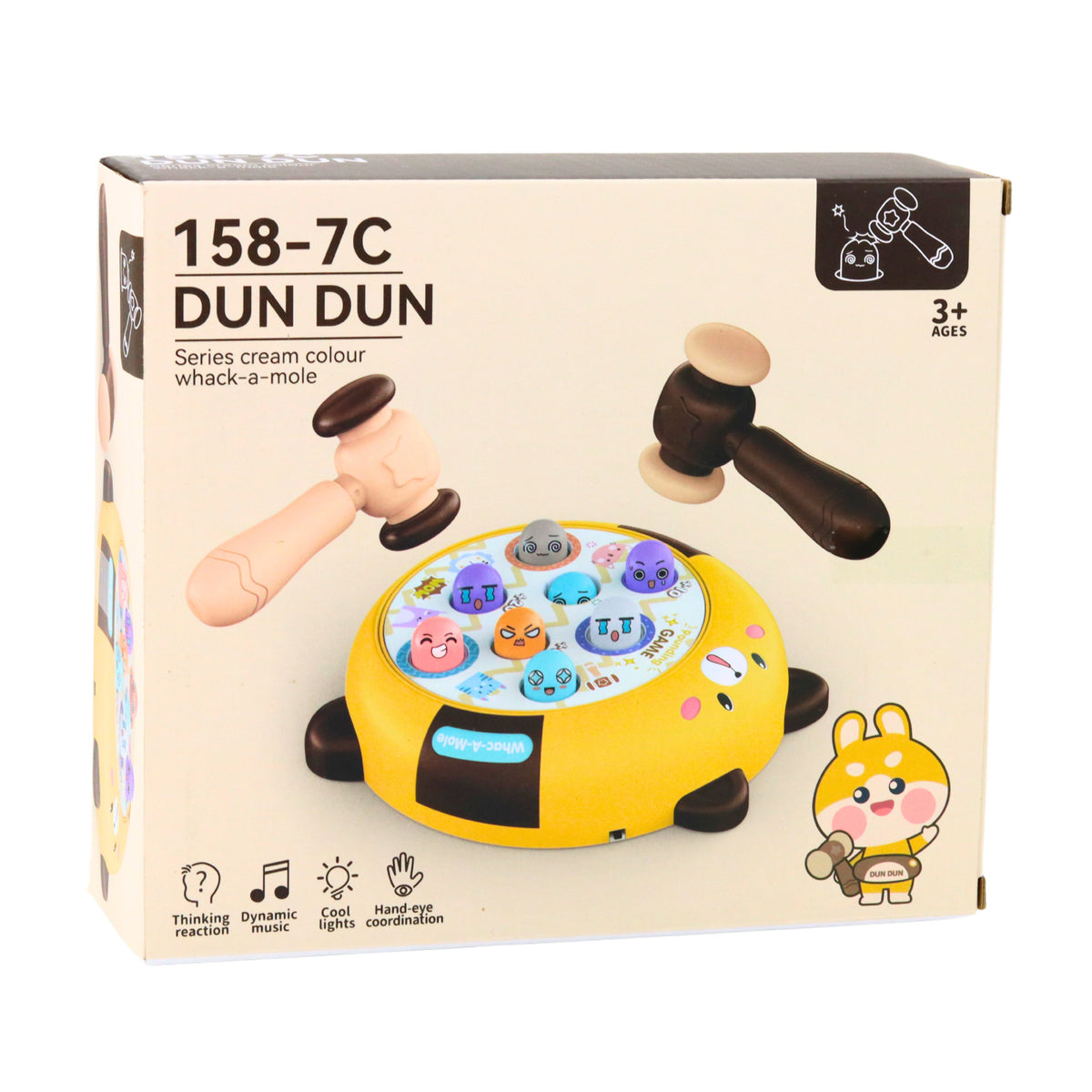 Whack-a-mole Skill Game Two Hammers Kitten Yellow Brown