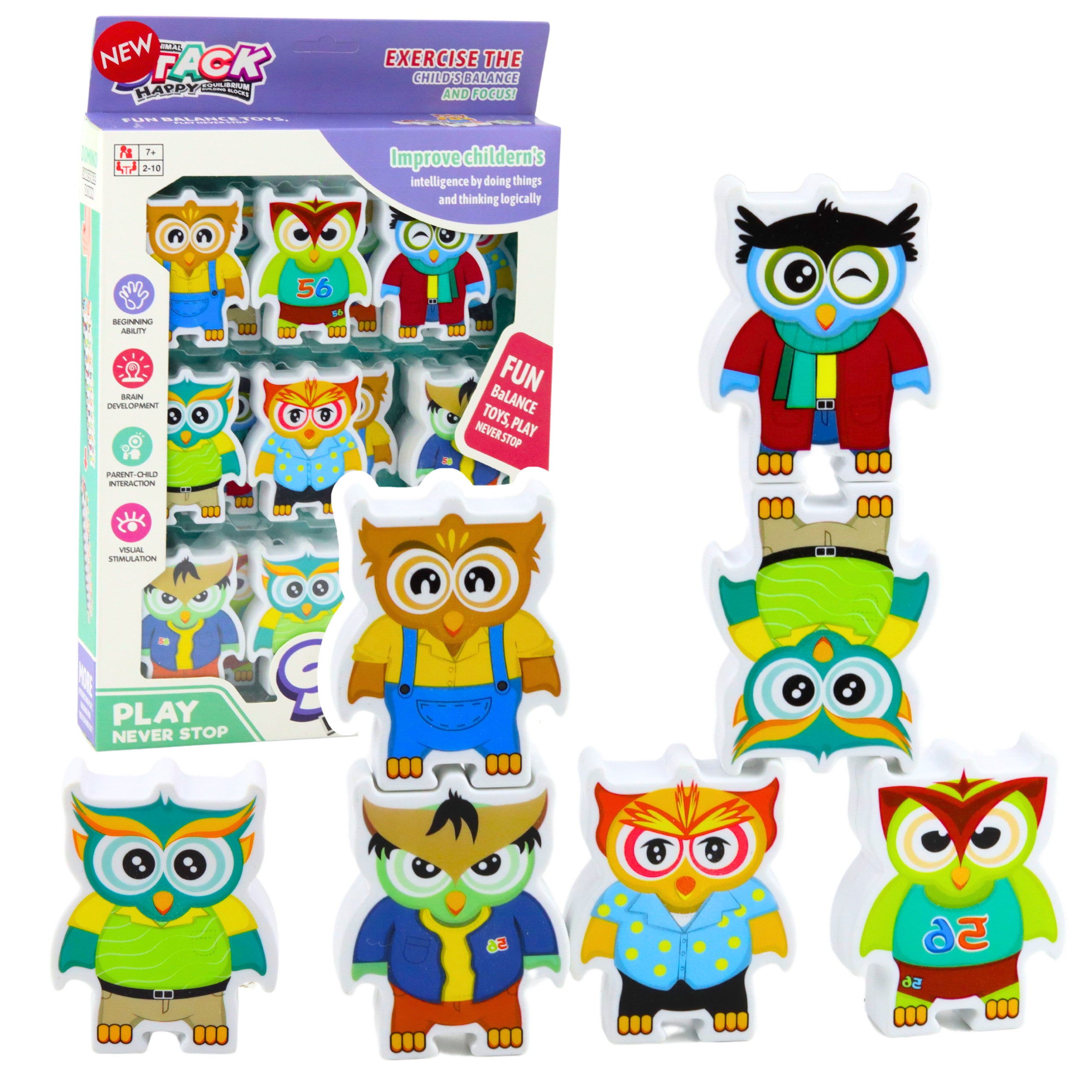 Educational Game Owls Arcade Logic Puzzle Domino 18 Pcs.