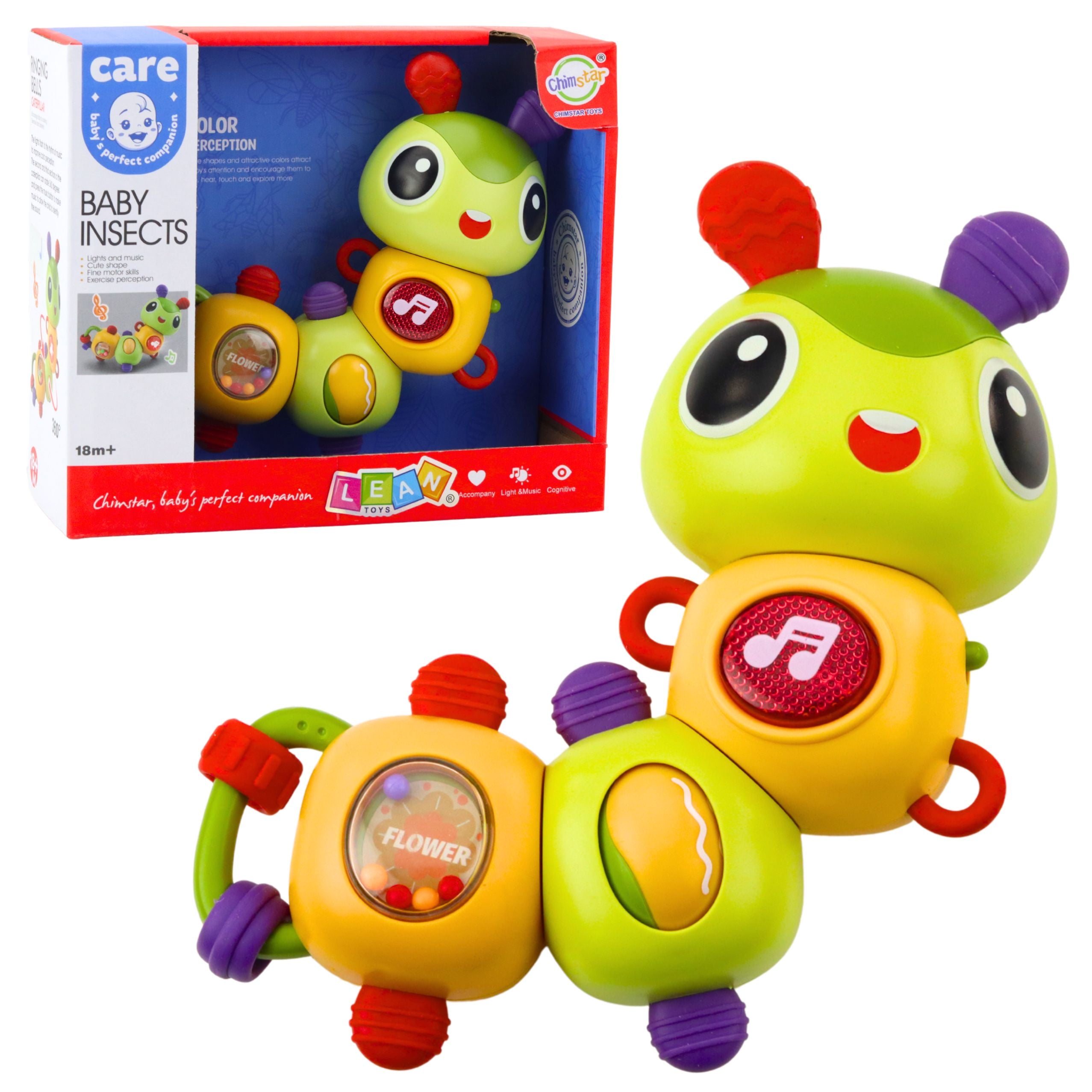 Interactive Sensory Caterpillar Musical Rattle Teether Rotating 360°