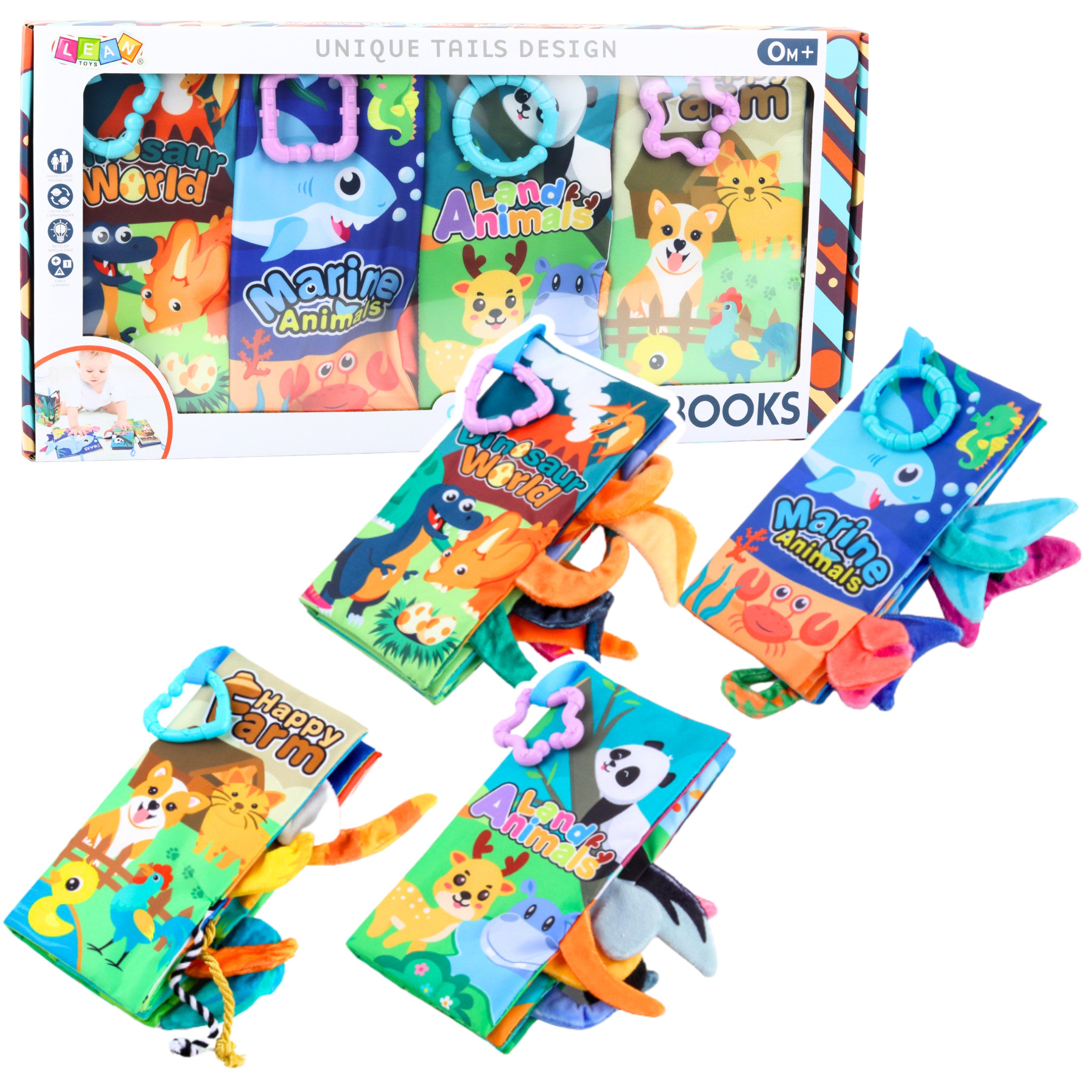 Set Of Soft Colorful Educational Sensory Books For Toddlers 4pcs