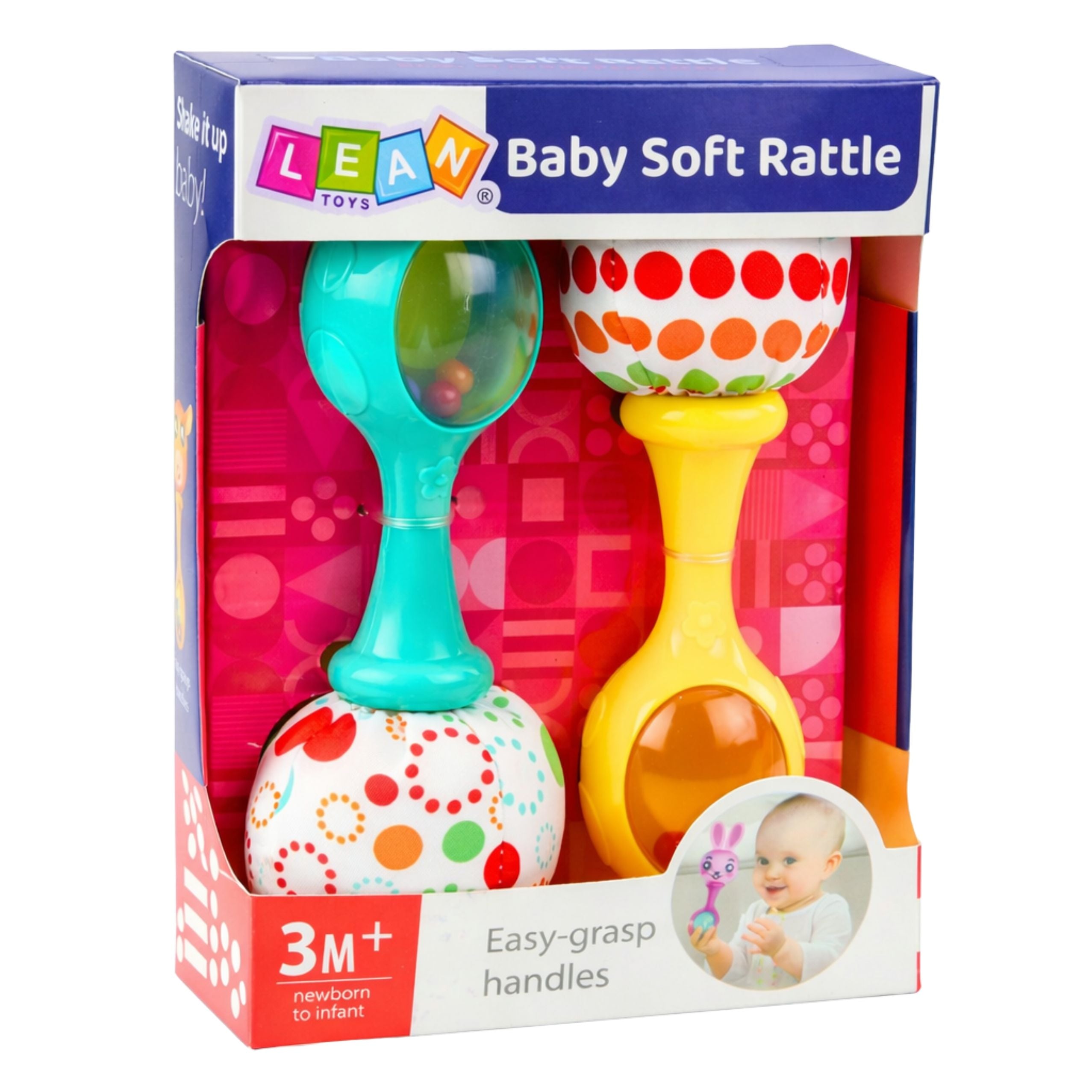 Set Of Rattles With Soft Ball Patterns Yellow Green 2pcs