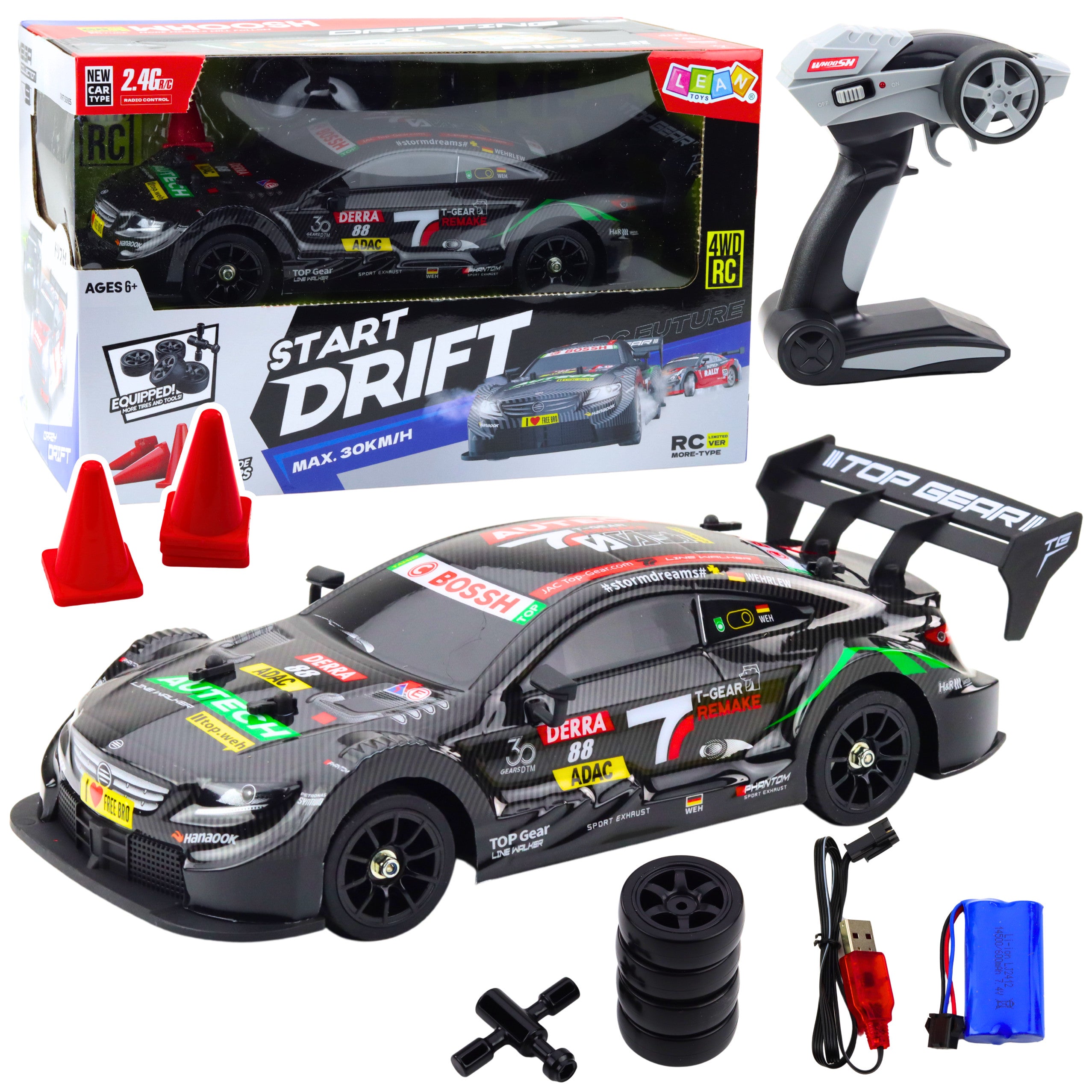 Drift Car Rc Schwarz Carbon 30km/h 1:16