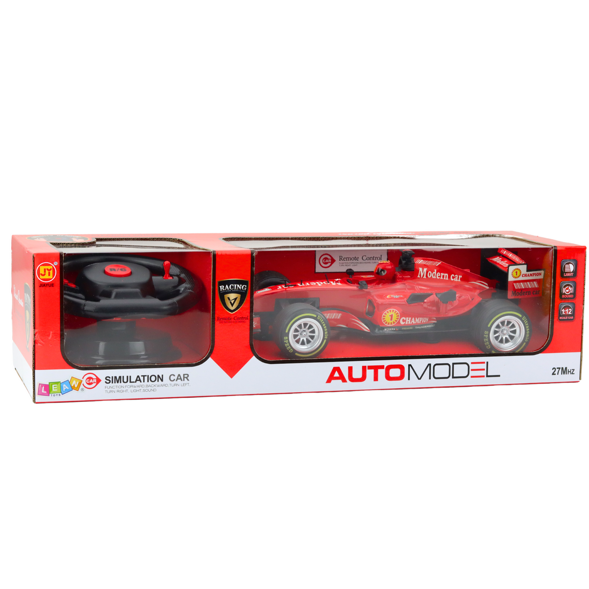 Remote Controlled Rc Racing Car Steering Wheel Lights Sounds 1:12 Red