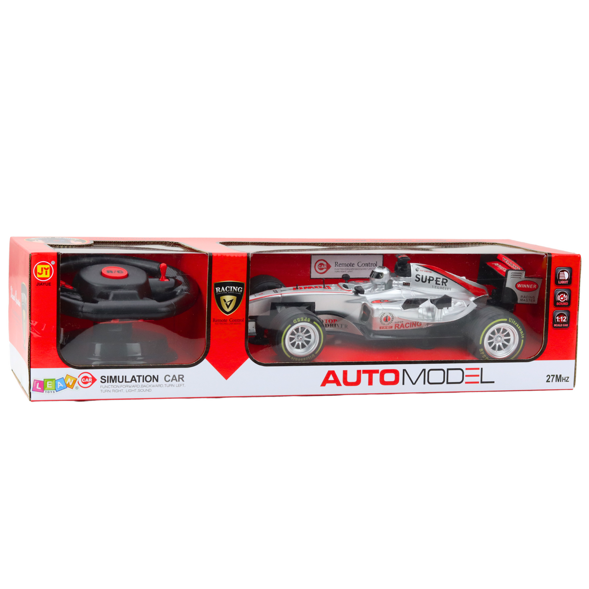 Remote Controlled Rc Racer Steering Wheel Lights Sounds 1:12 Silver