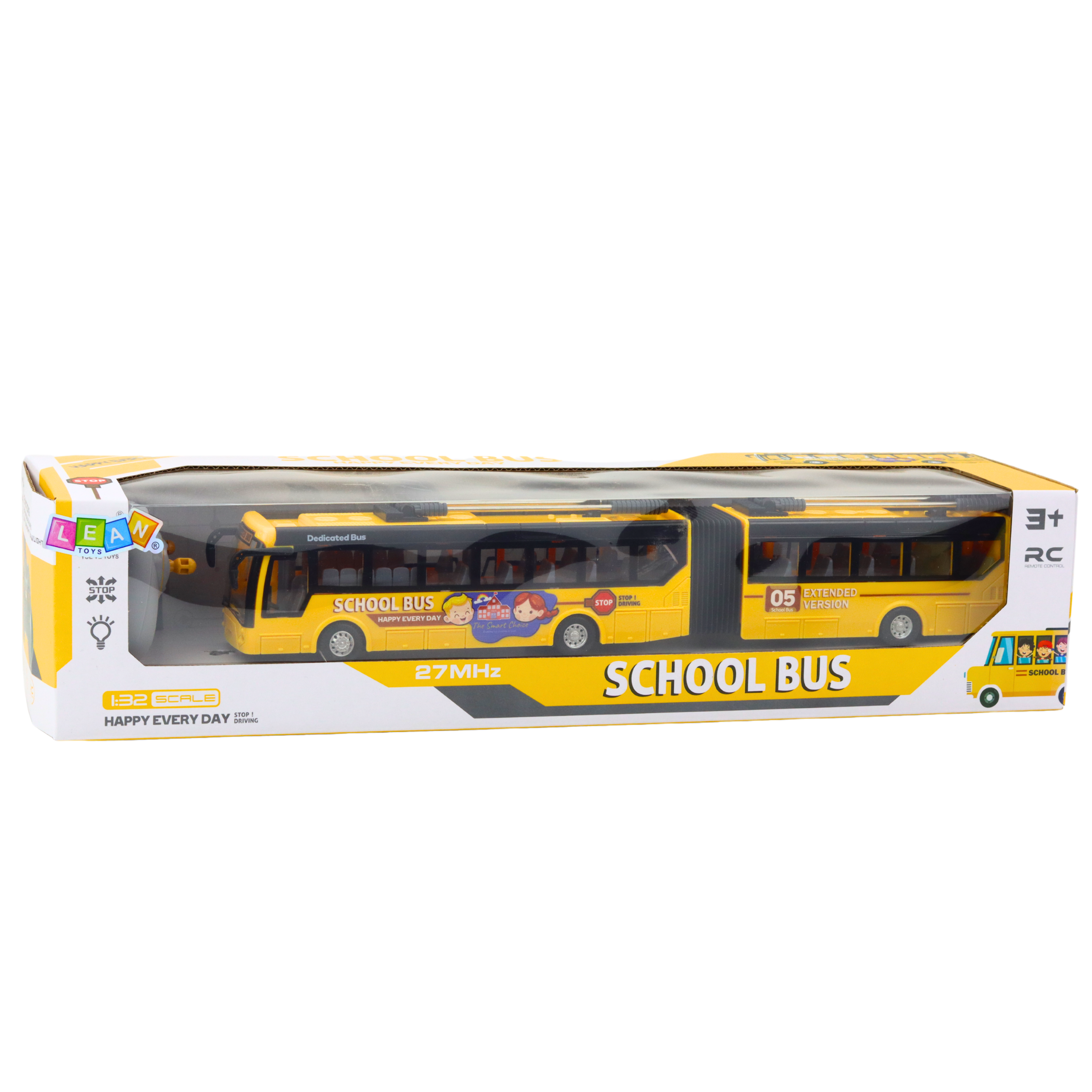 Rc 1:32 Yellow Articulated Remote Controlled Trolleybus School Bus