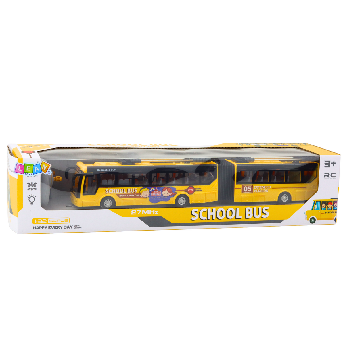 Rc 1:32 Yellow Articulated Remote Controlled Trolleybus School Bus
