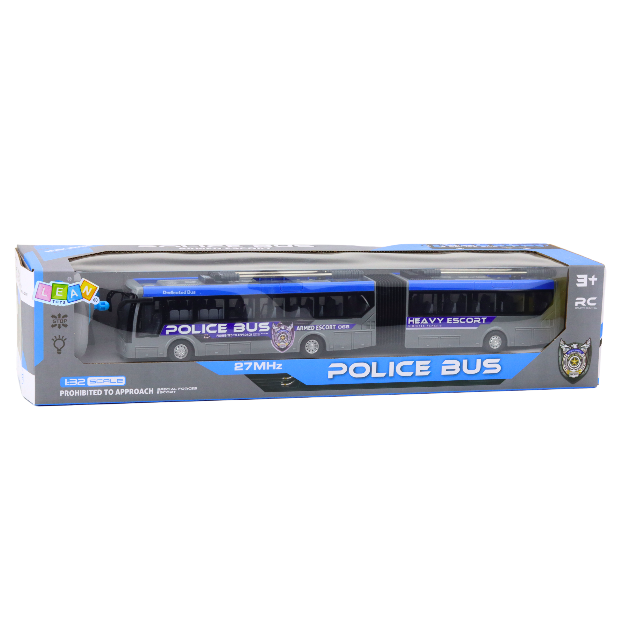 Rc Police Articulated Bus Remote Controlled Lights Gray 1:32