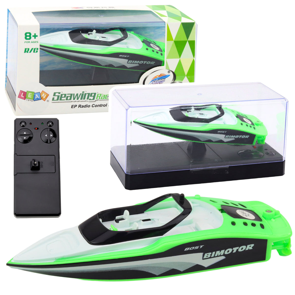 Lancha Rc Control Remoto Blanco-verde 15cm