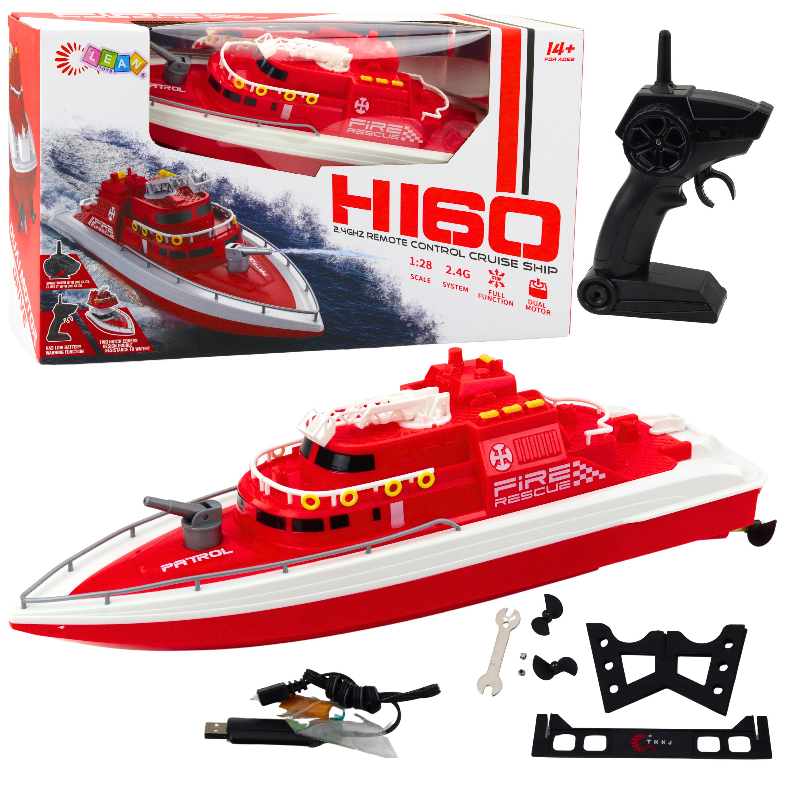 Remote Controlled Motorboat Rc 1:28 Red