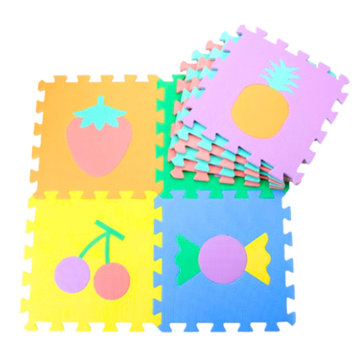 Soft Puzzle Mat Educational Eva Foam Fruits Sweets Colorful 16 Pcs.