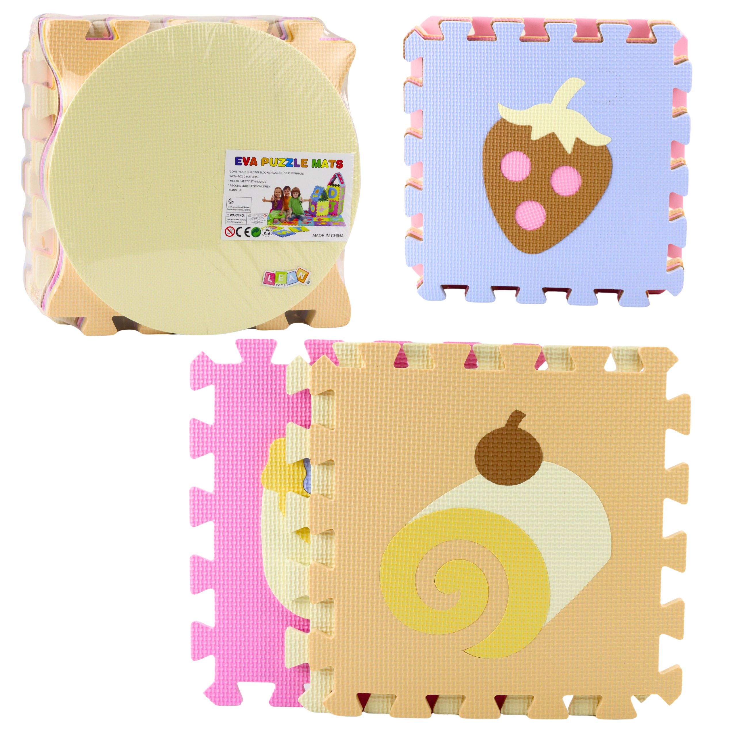 Soft Puzzle Educational Mat Eva Foam Fruits Sweets Pastel 16 Pcs.
