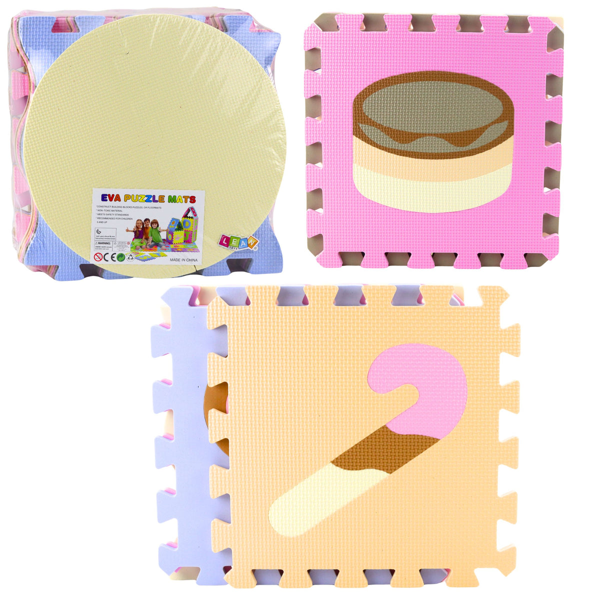 Soft Puzzle Educational Mat Eva Foam Pastel Animals 16 Pcs.