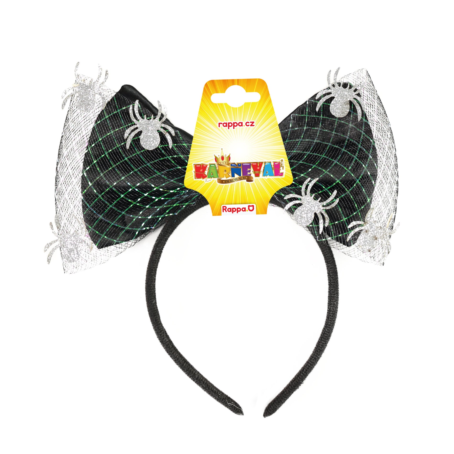 Tiara infantil preta com aranhas