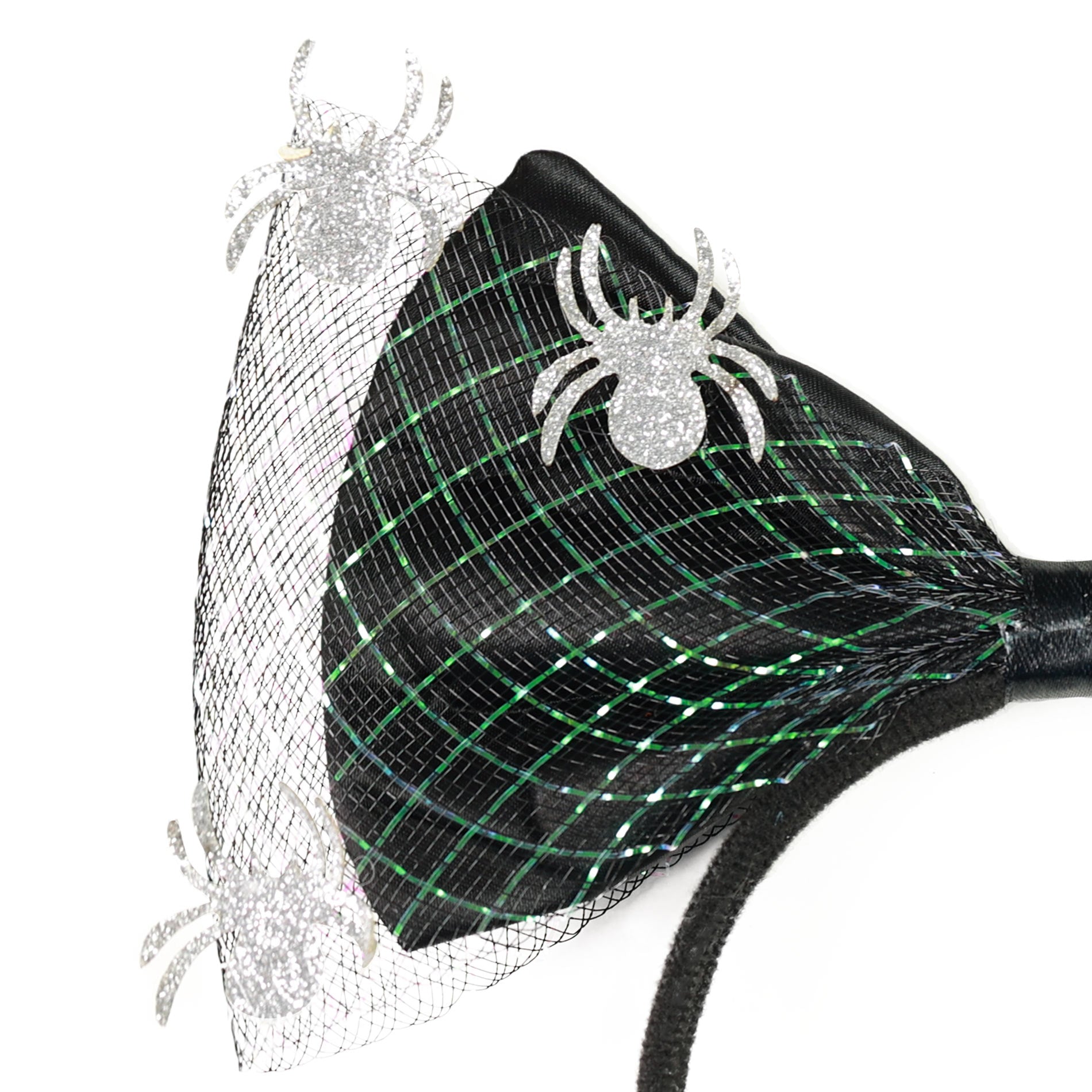 Tiara infantil preta com aranhas